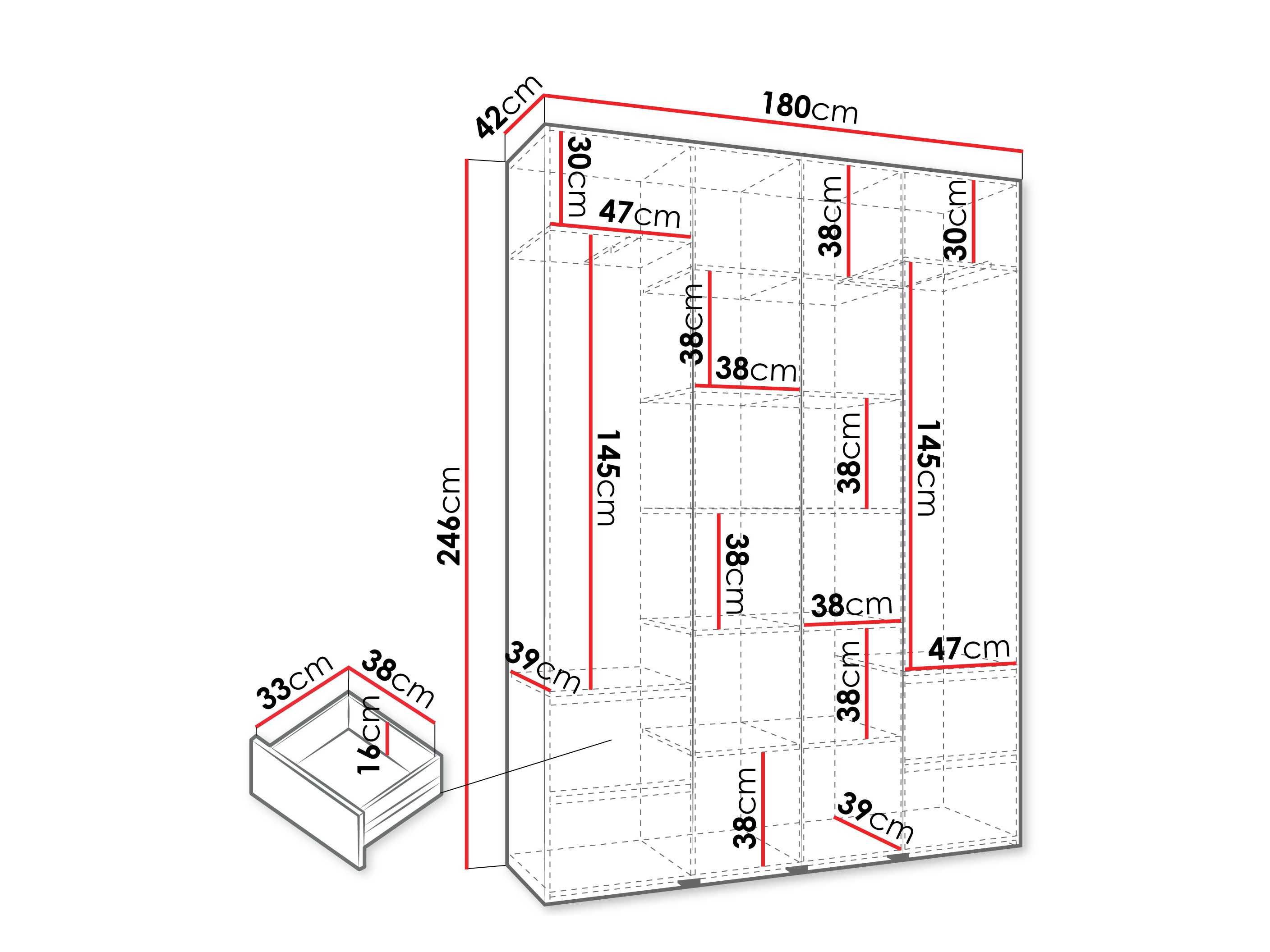 Kledingkast Hartford 554 (Wit)