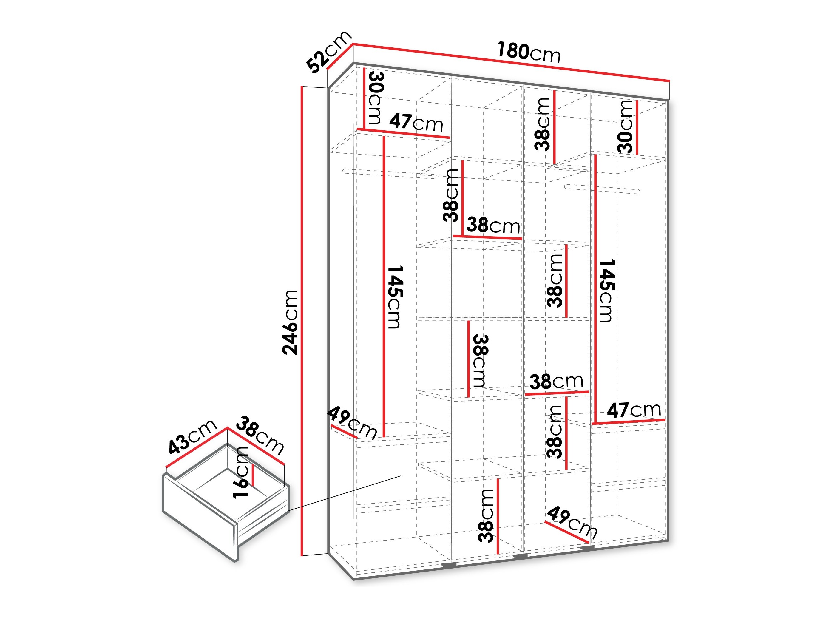 Kledingkast Hartford 554 (Wit)