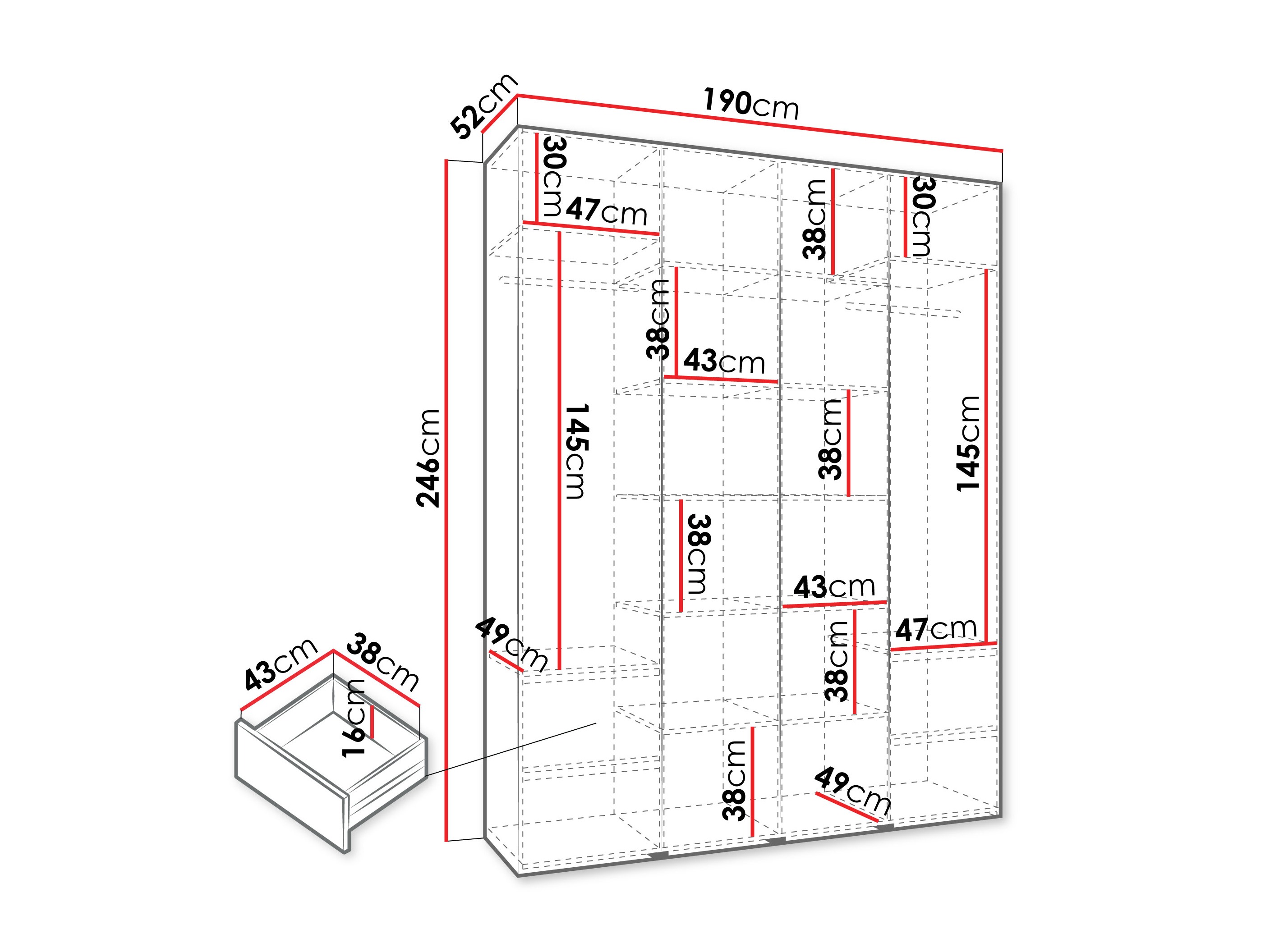 Kledingkast Hartford 554 (Wit)