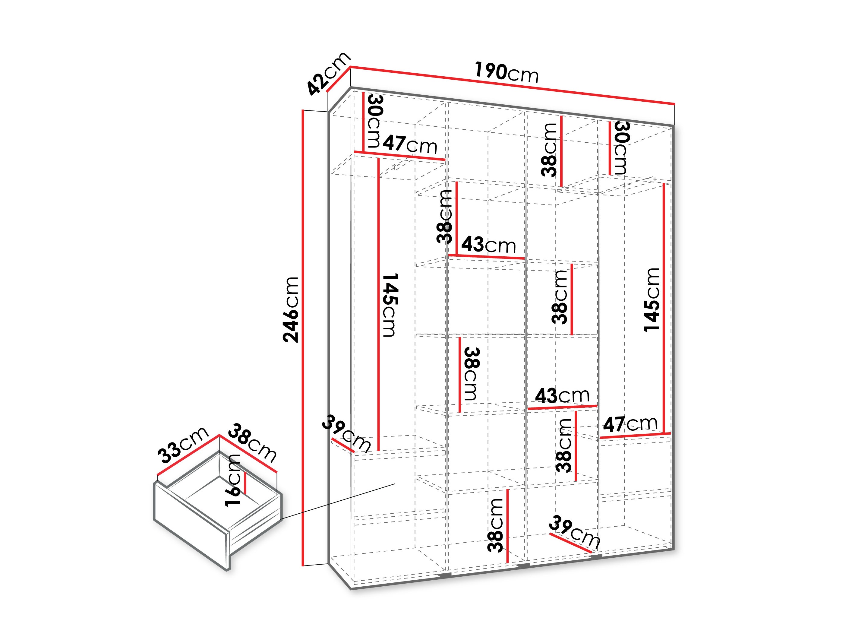 Kledingkast Hartford 554 (Wit)