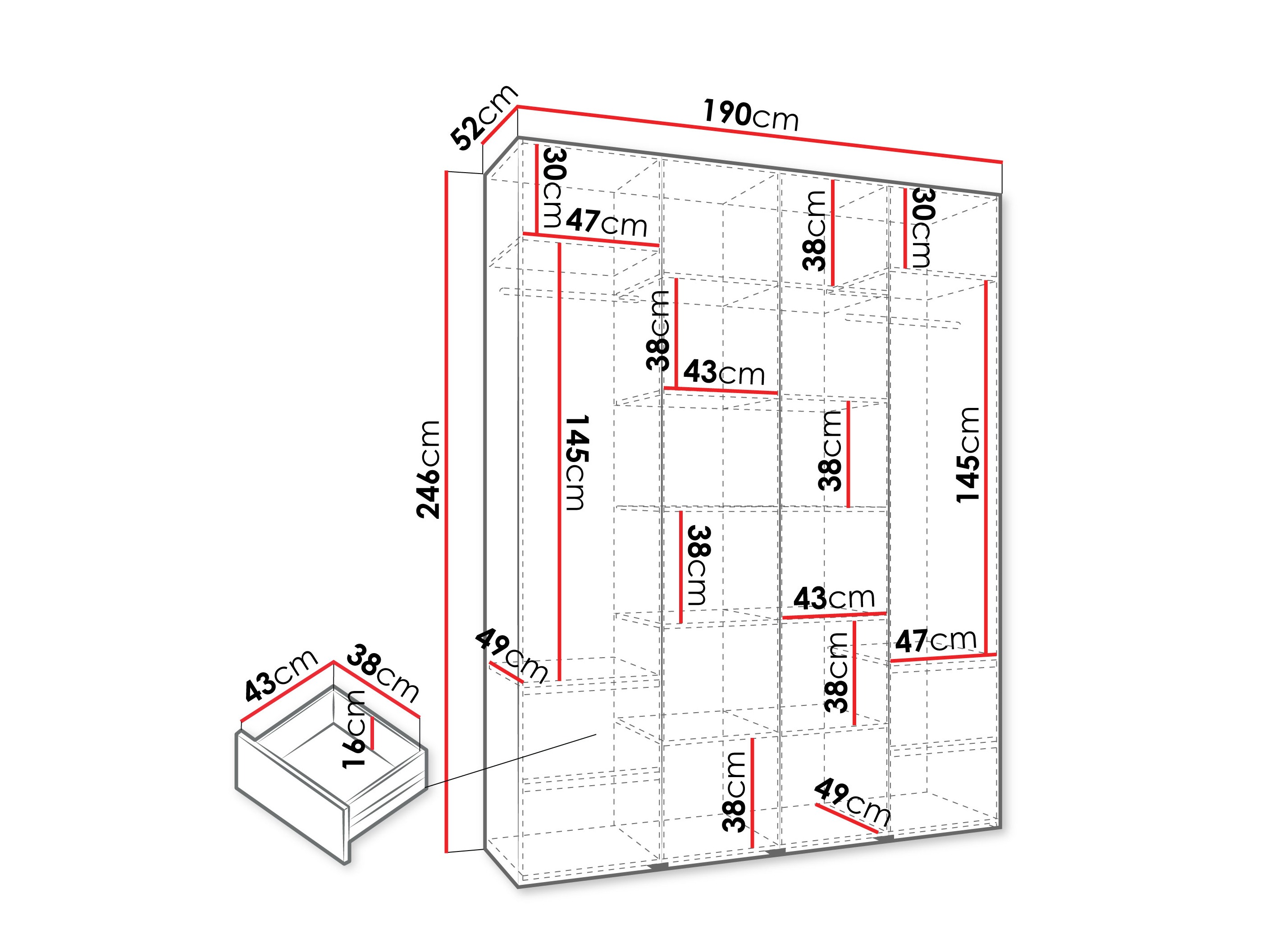 Kledingkast Hartford 554 (Wit)