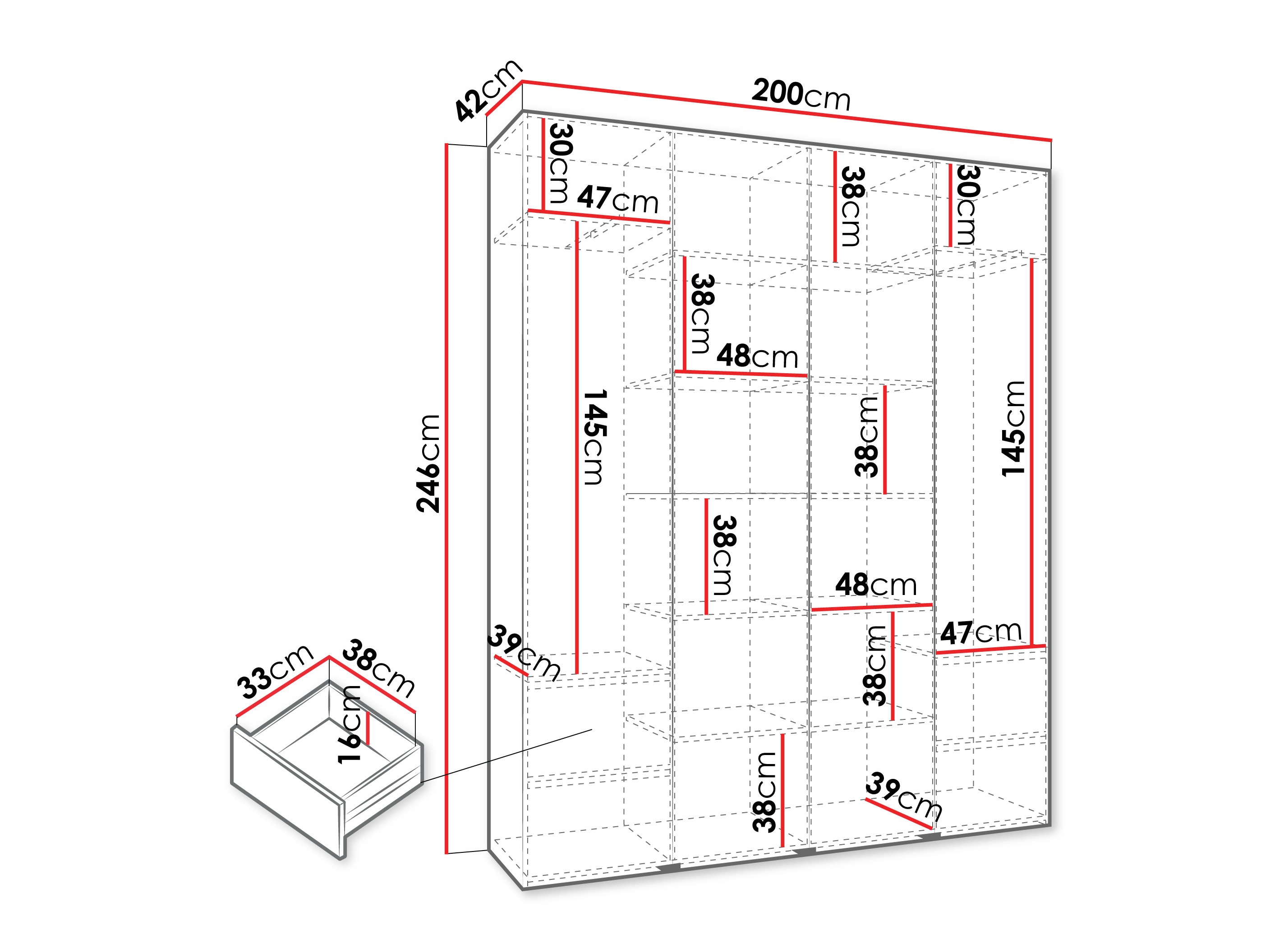 Kledingkast Hartford 554 (Wit)