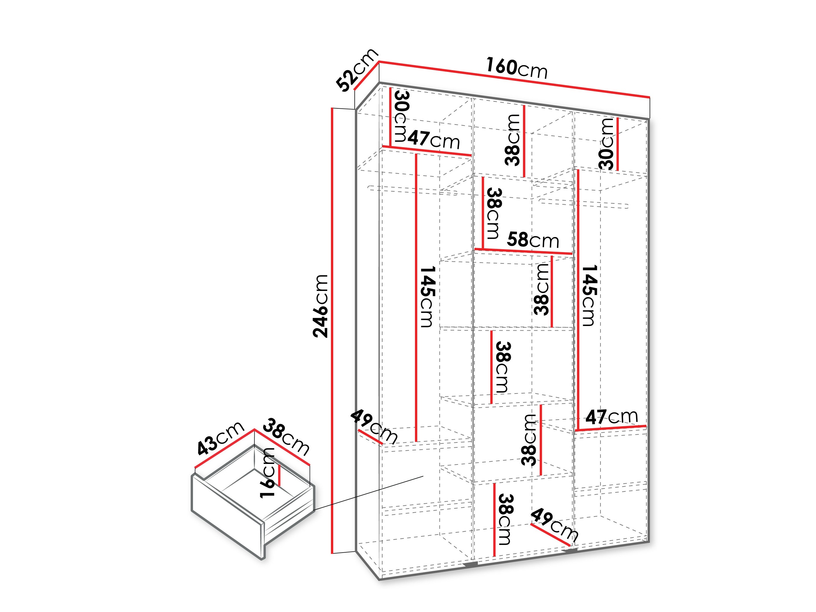 Kledingkast Hartford 544 (Kasjmier)