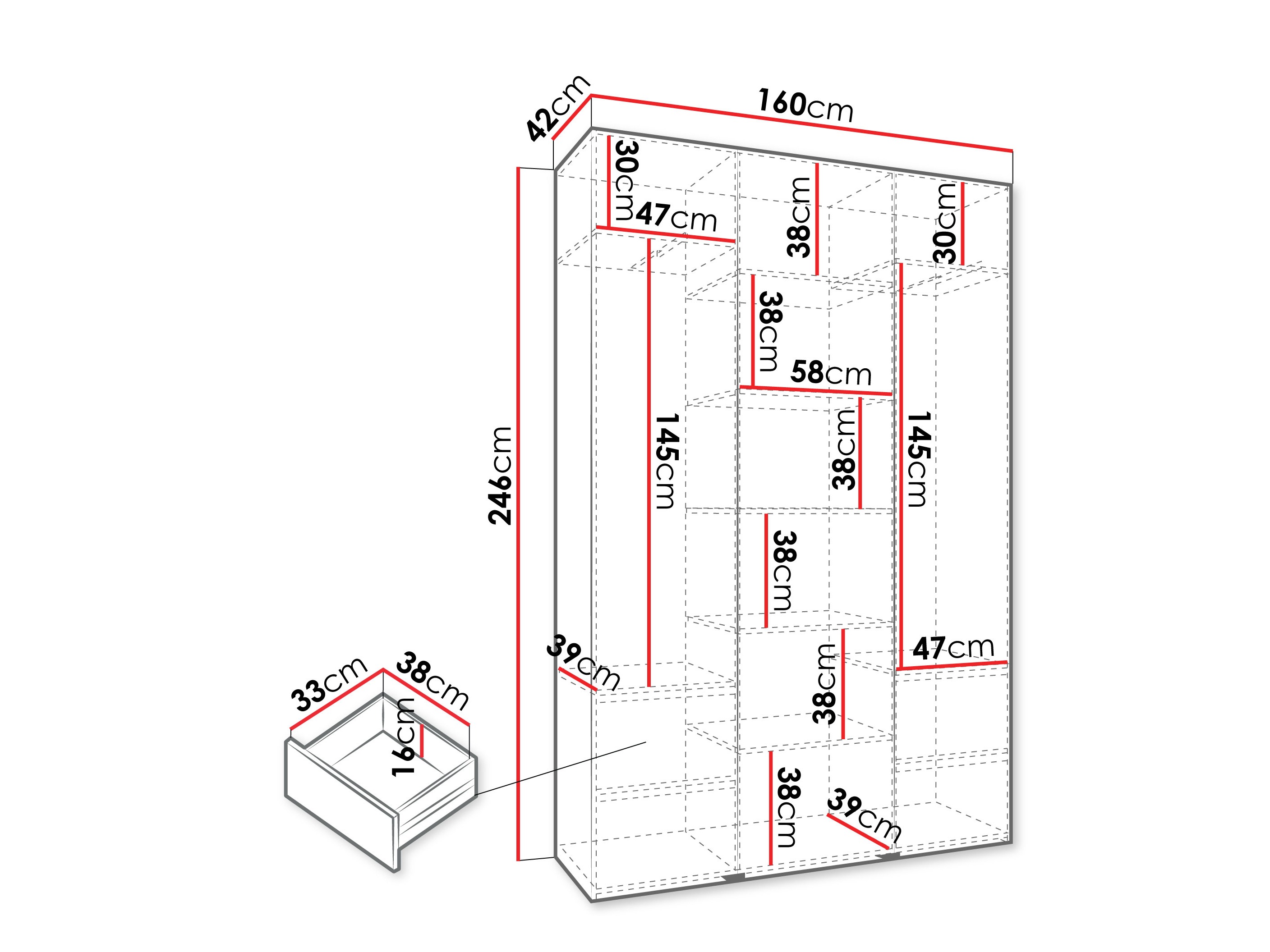 Kledingkast Hartford 544 (Kasjmier)