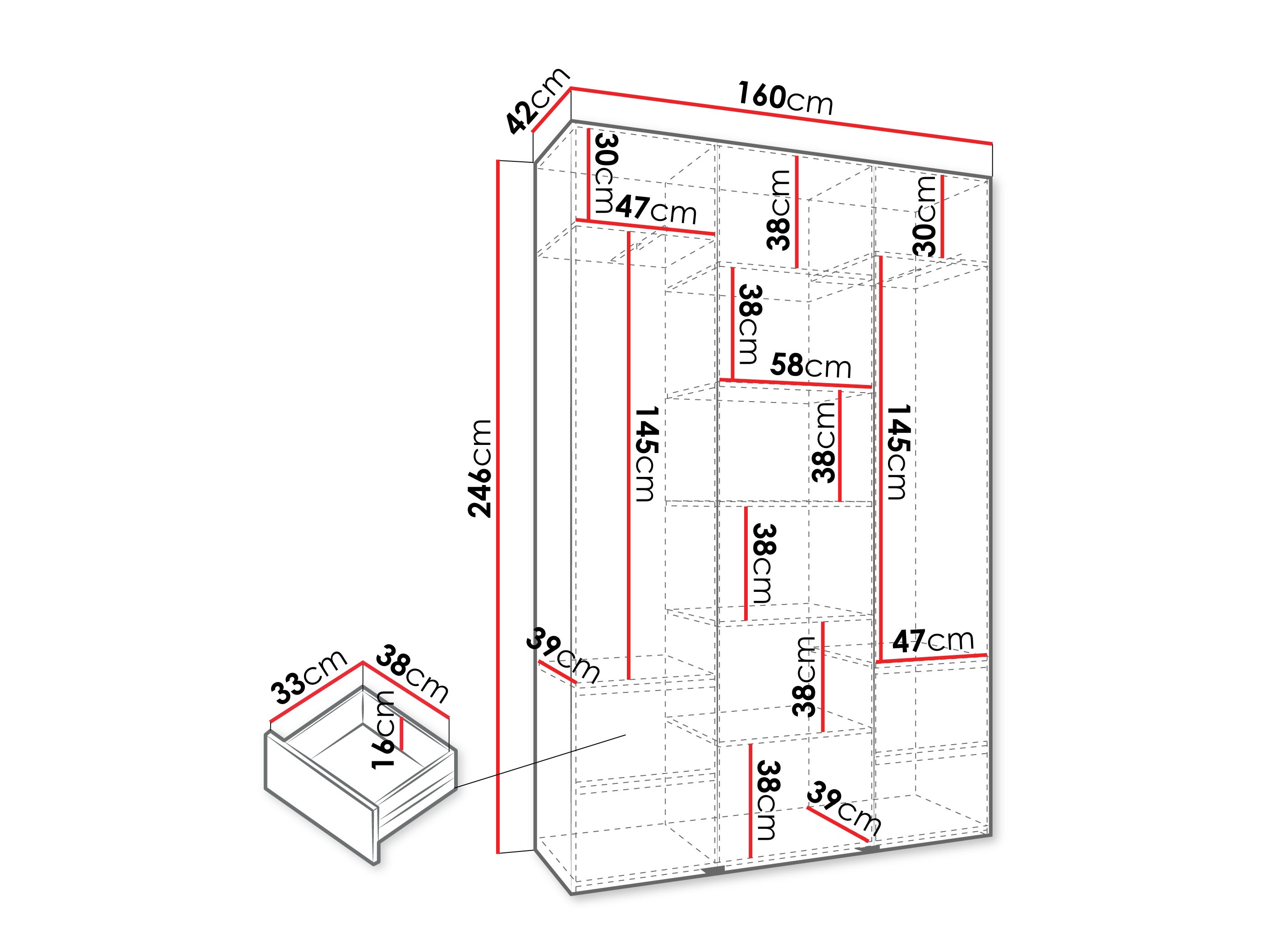 Kledingkast Hartford 544 (Wit)