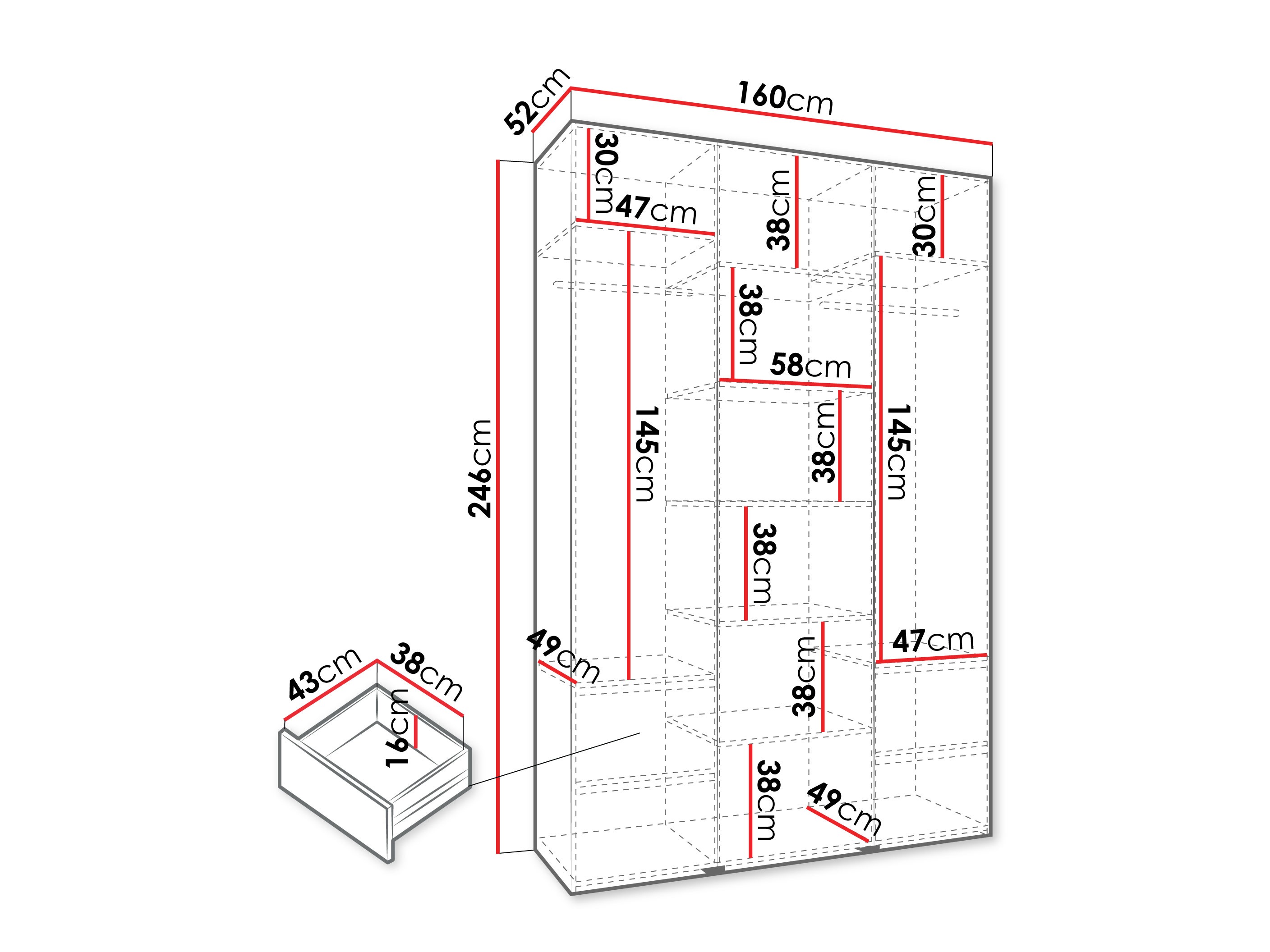 Kledingkast Hartford 544 (Wit)