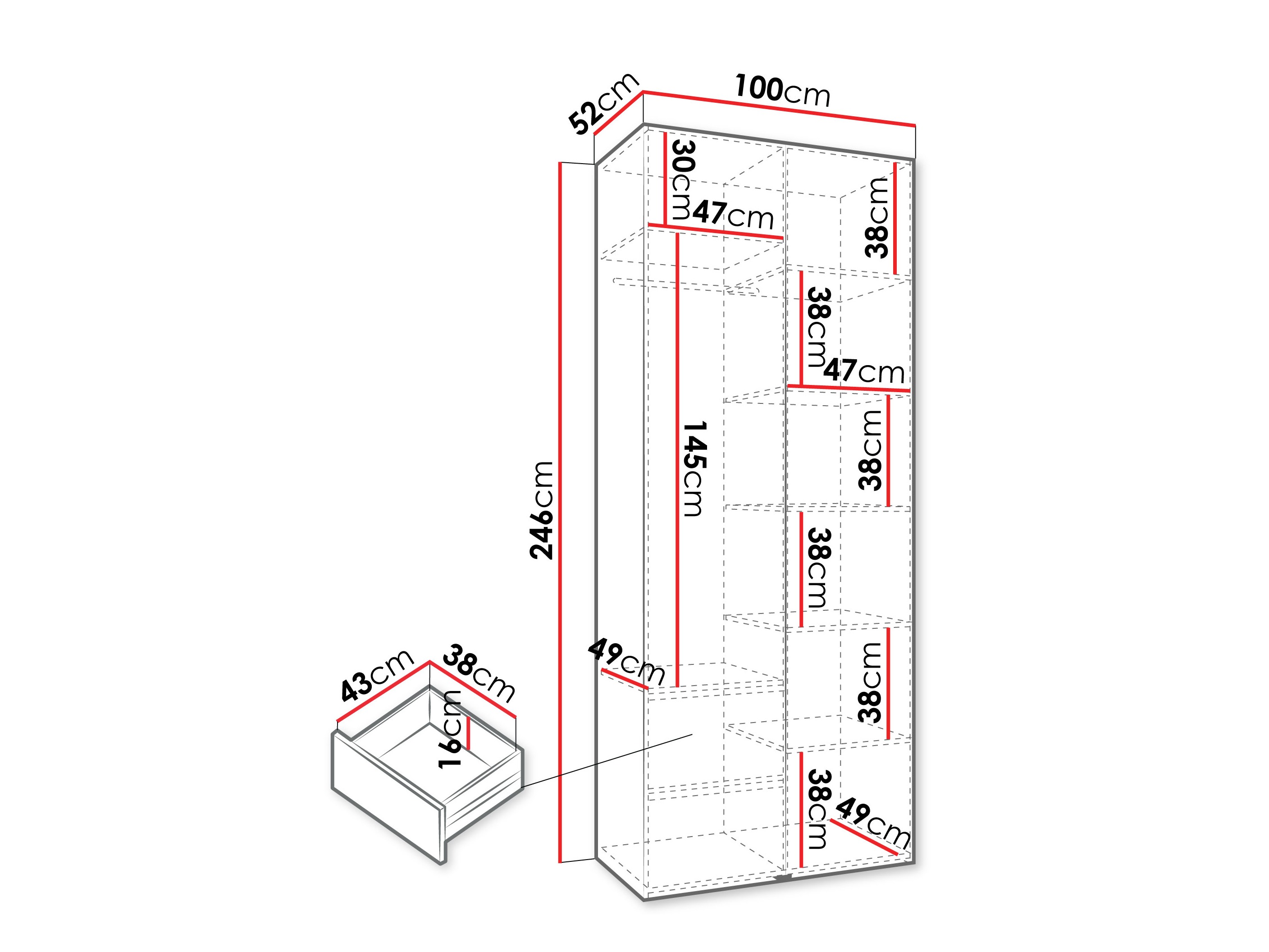Kledingkast Hartford 562 (Kasjmier)