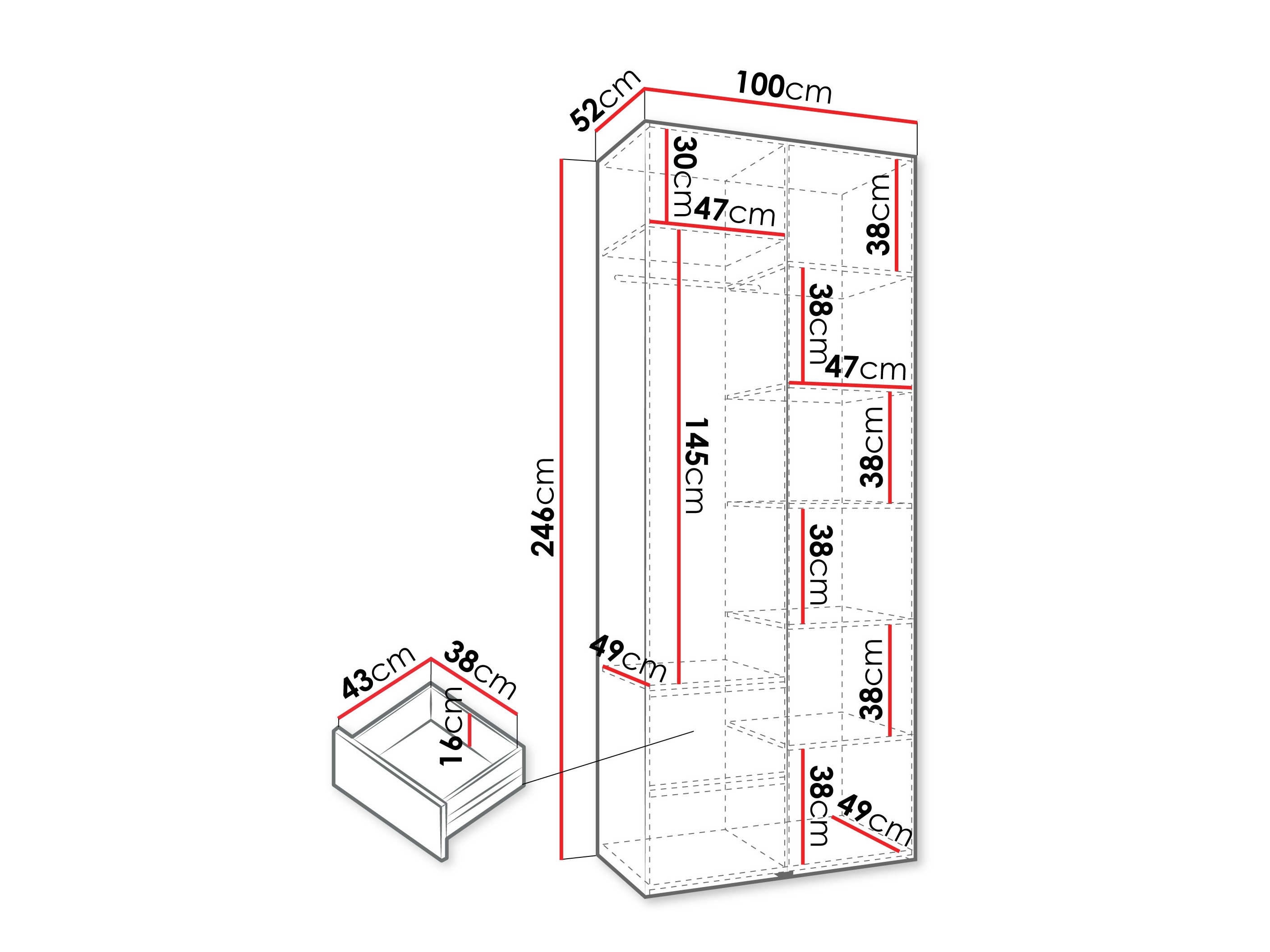 Kledingkast Hartford 562 (Kasjmier)