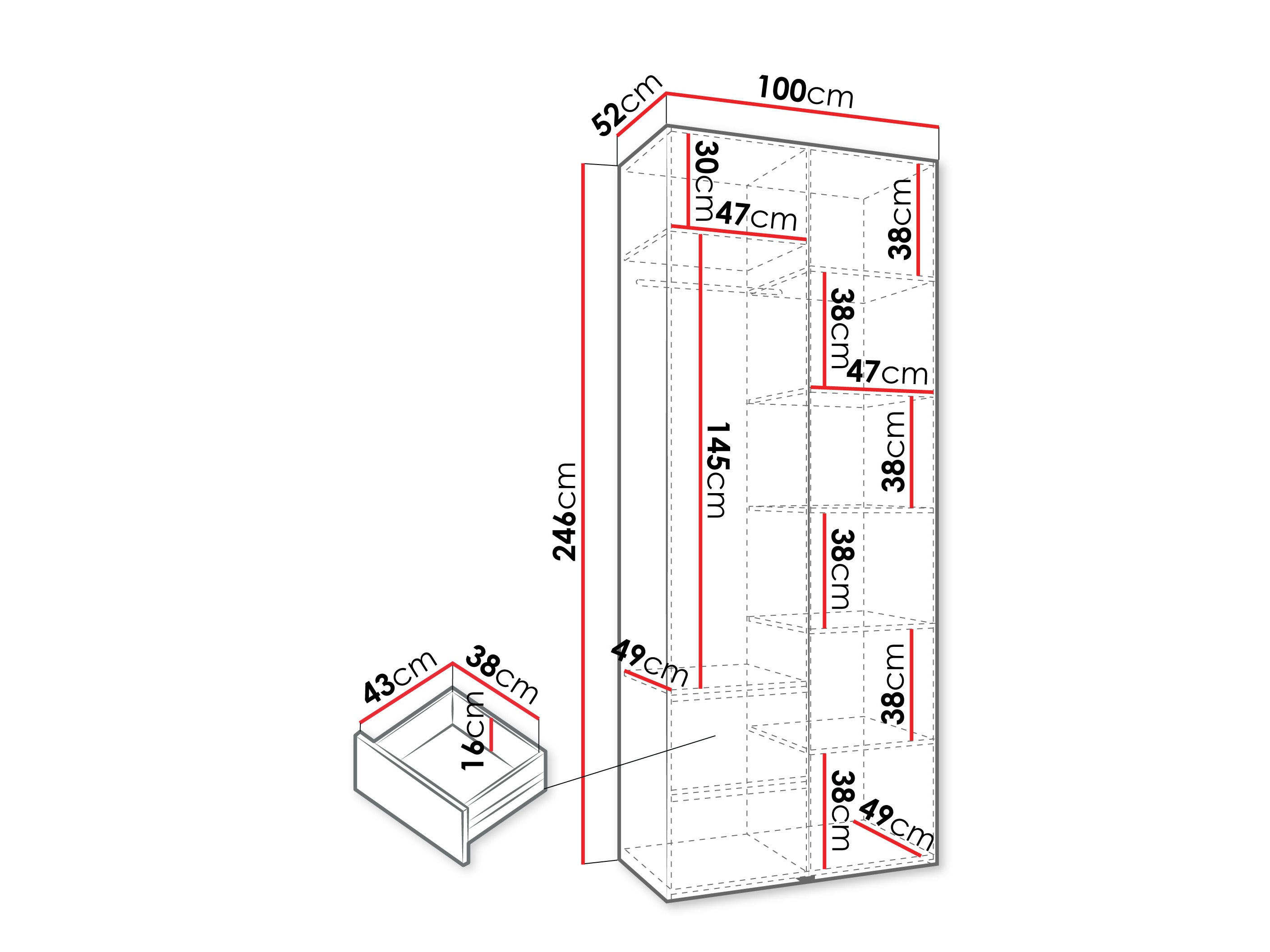 Kledingkast Hartford 562 (Wit)