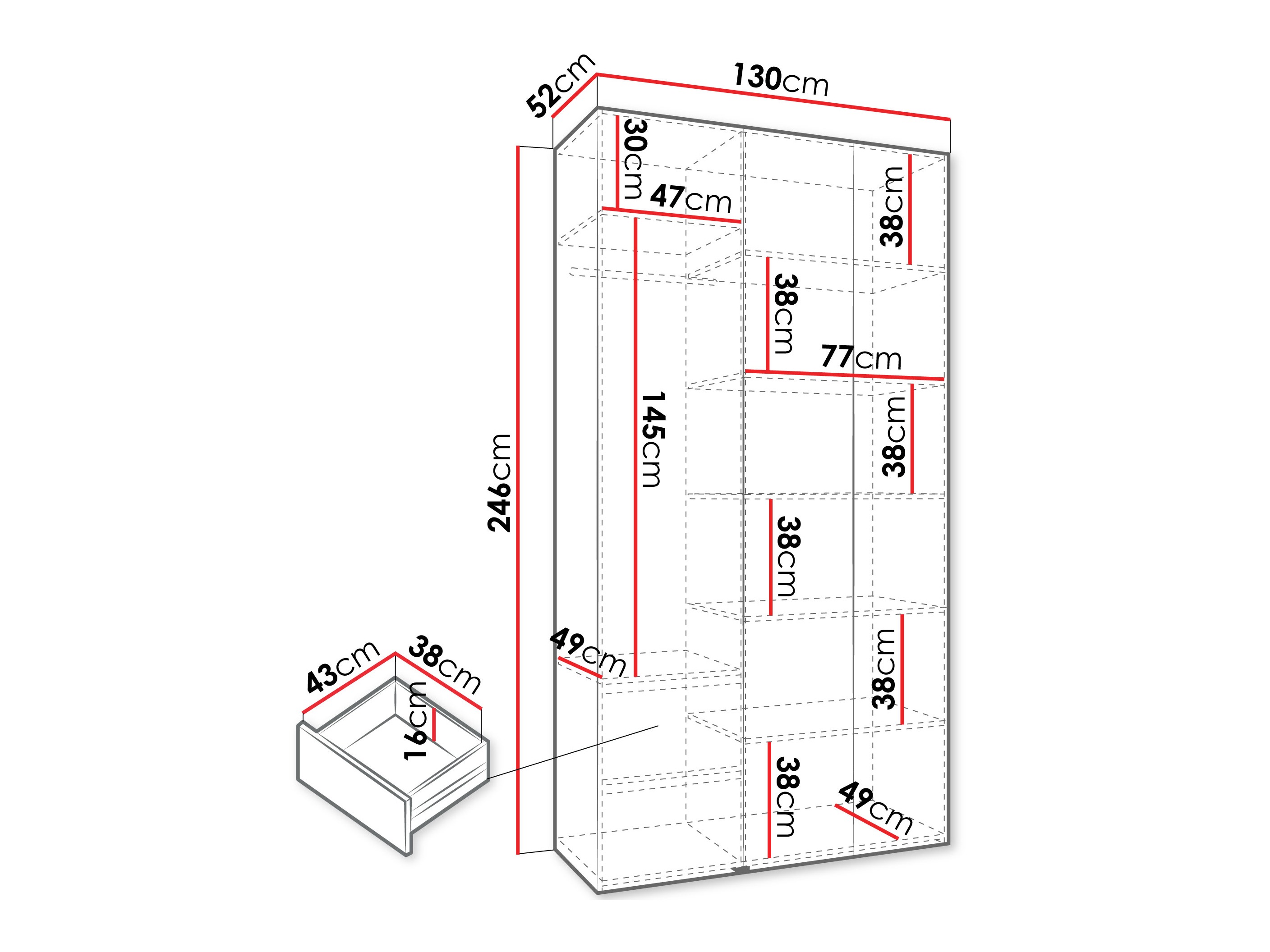Kledingkast Hartford 563 (Kasjmier)