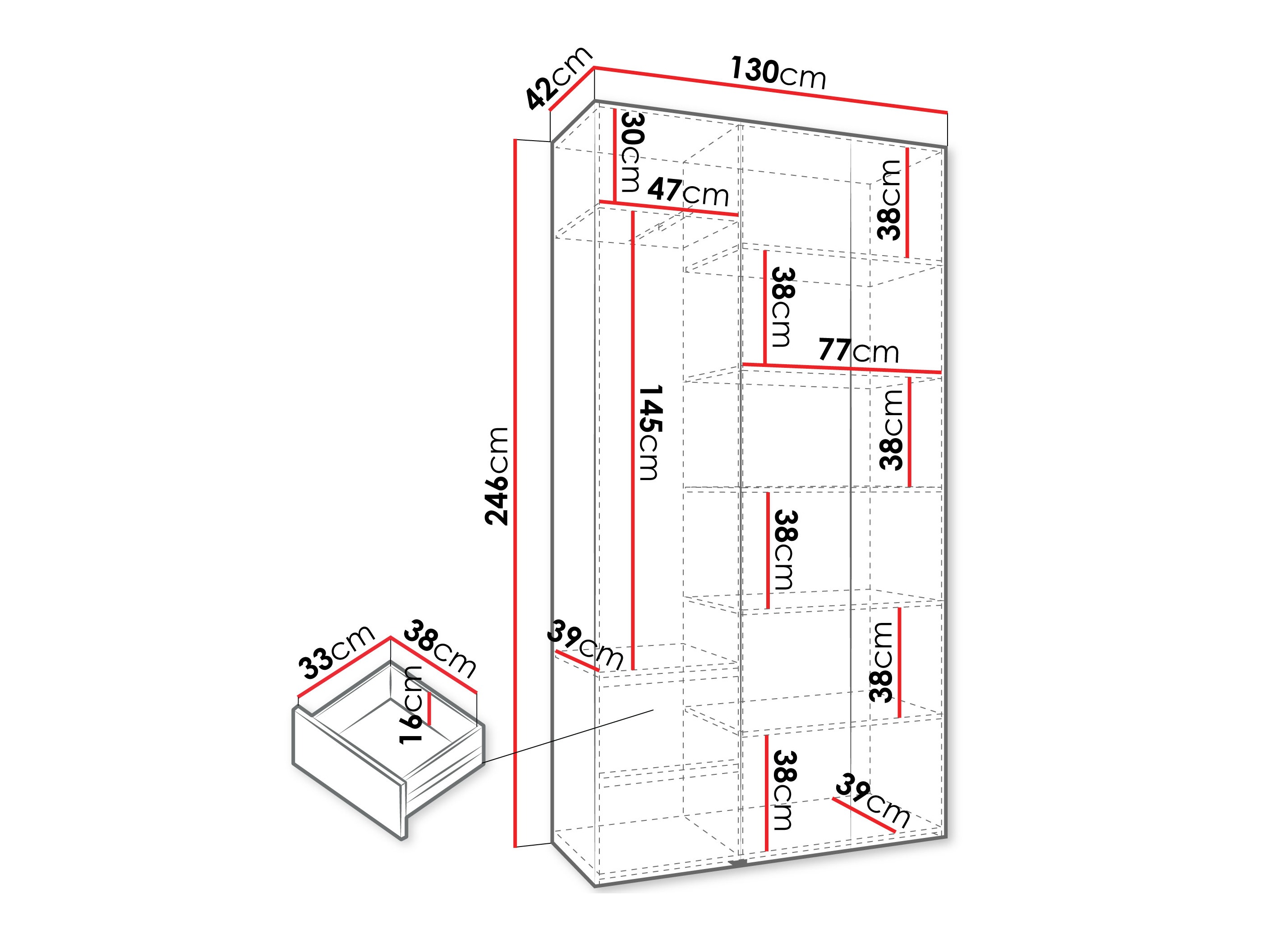Kledingkast Hartford 563 (Kasjmier)