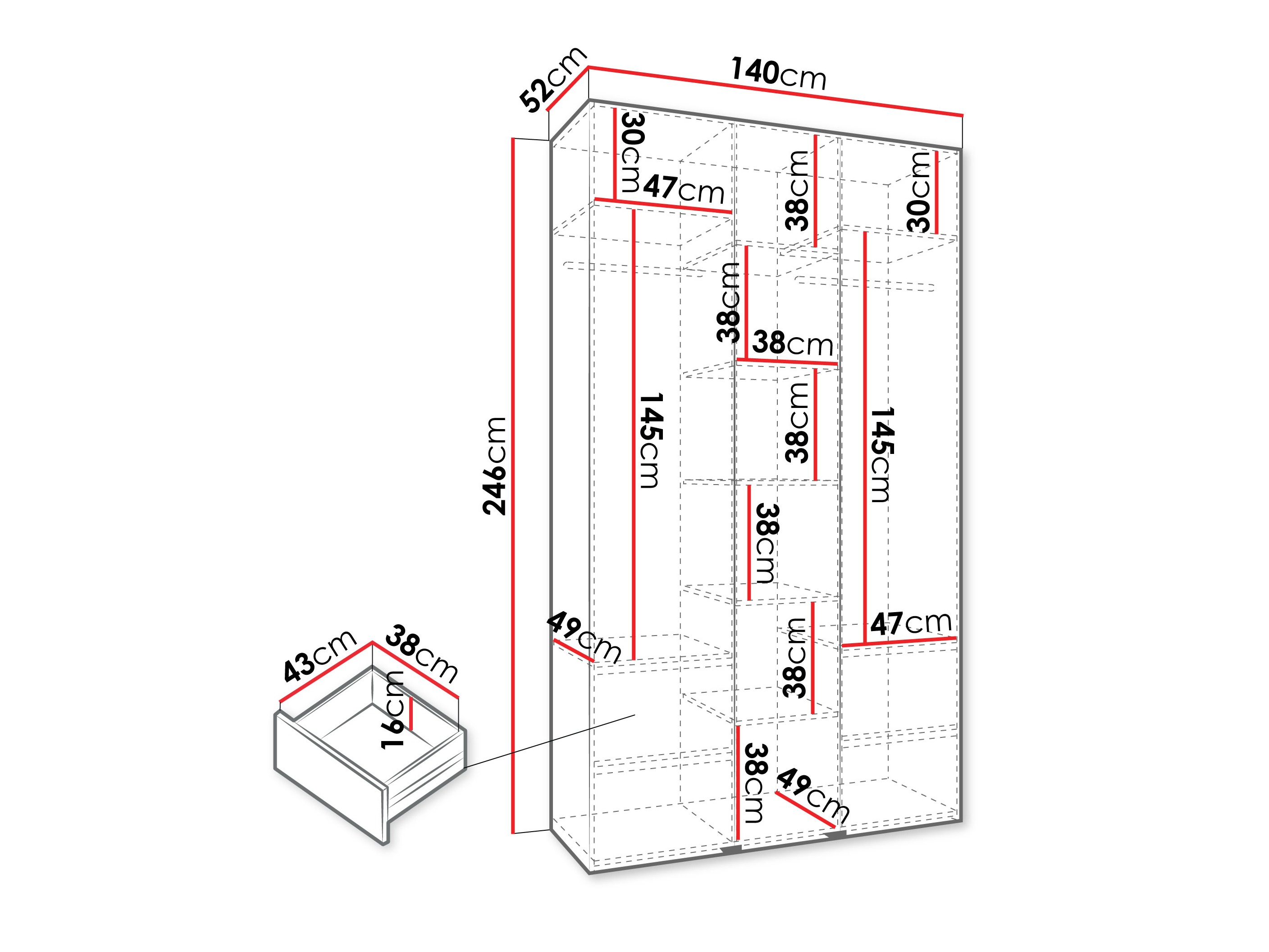 Kledingkast Hartford 563 (Kasjmier)