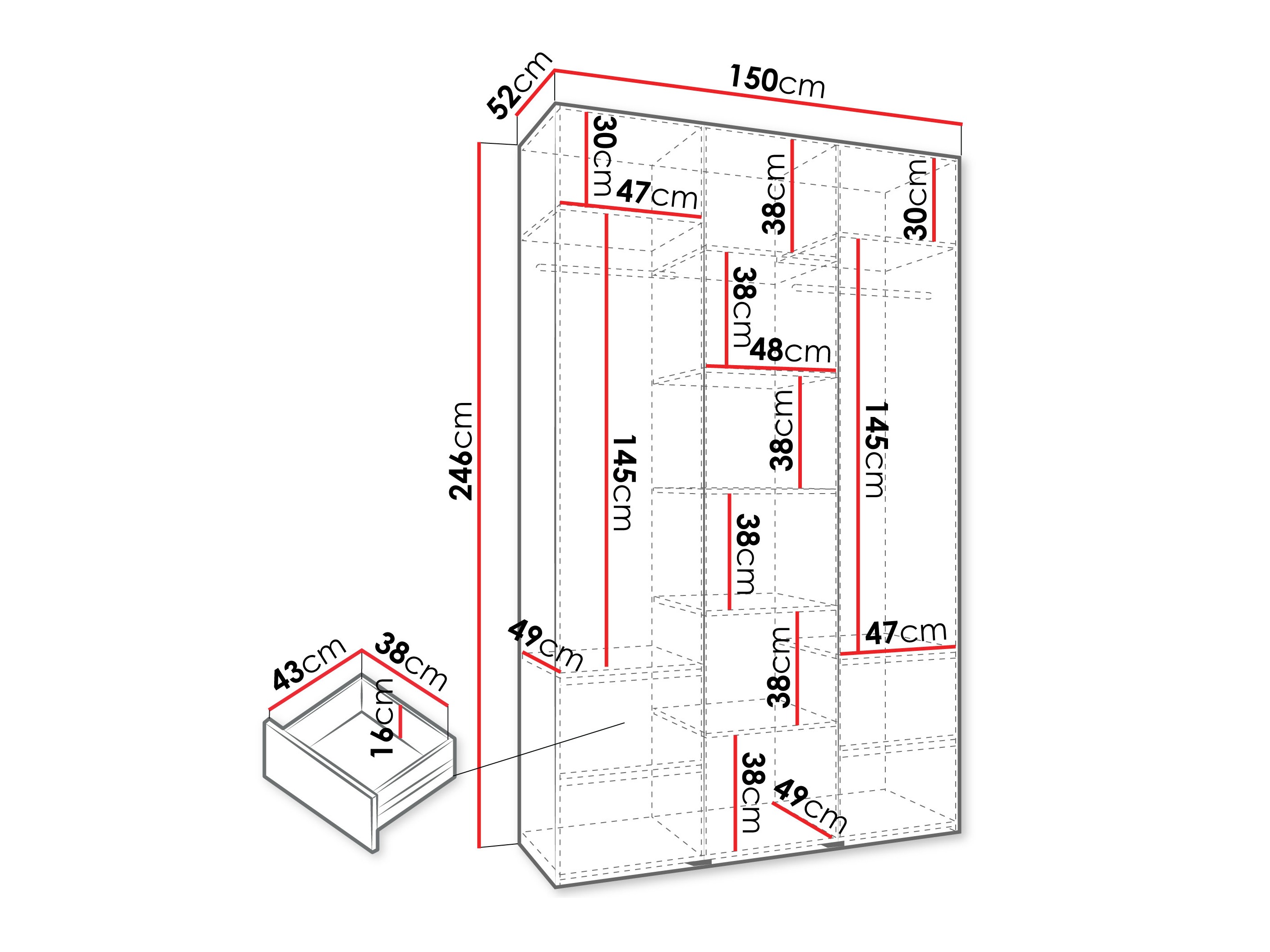 Kledingkast Hartford 563 (Kasjmier)