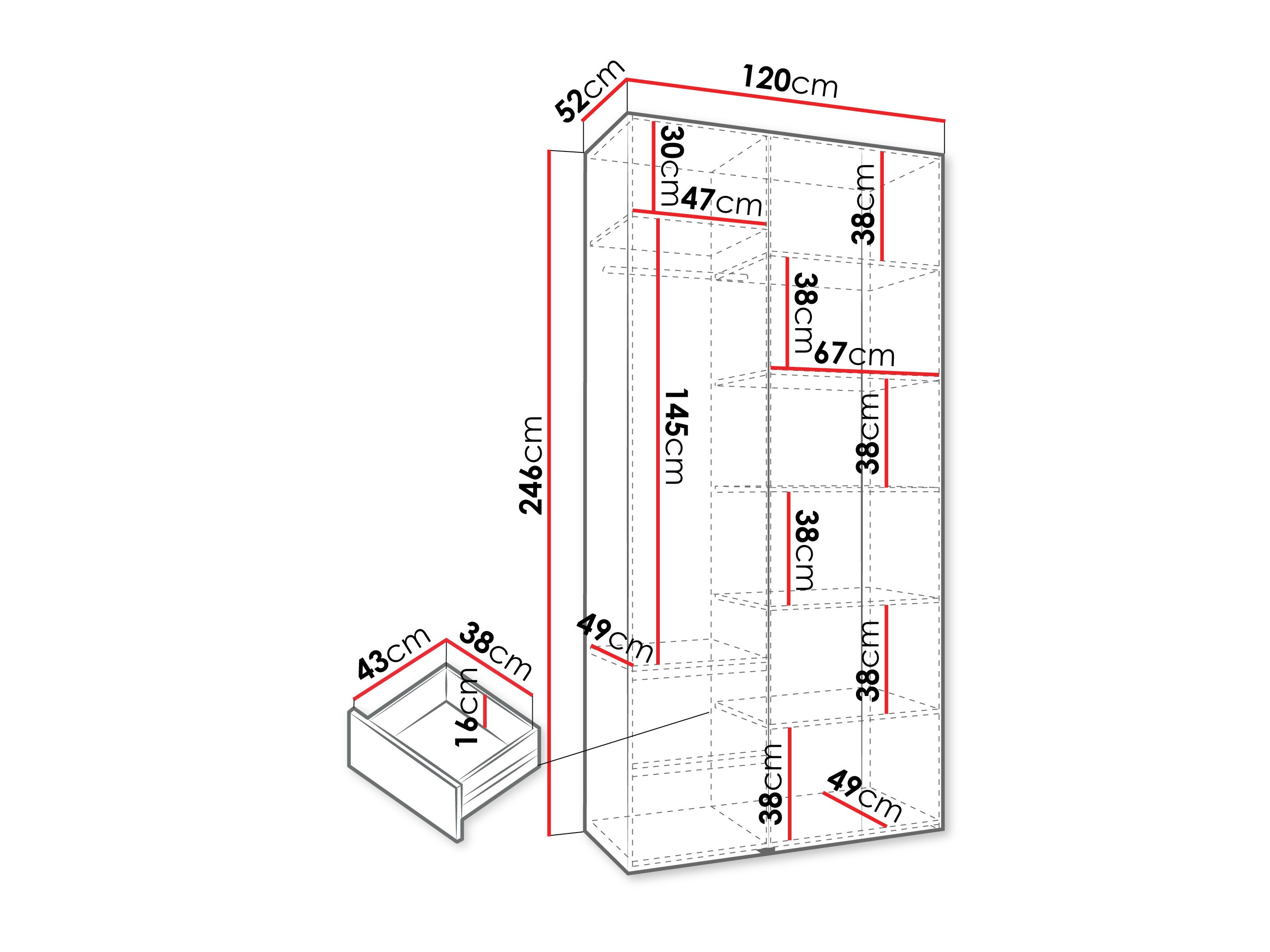 Kledingkast Hartford 563 (Wit)