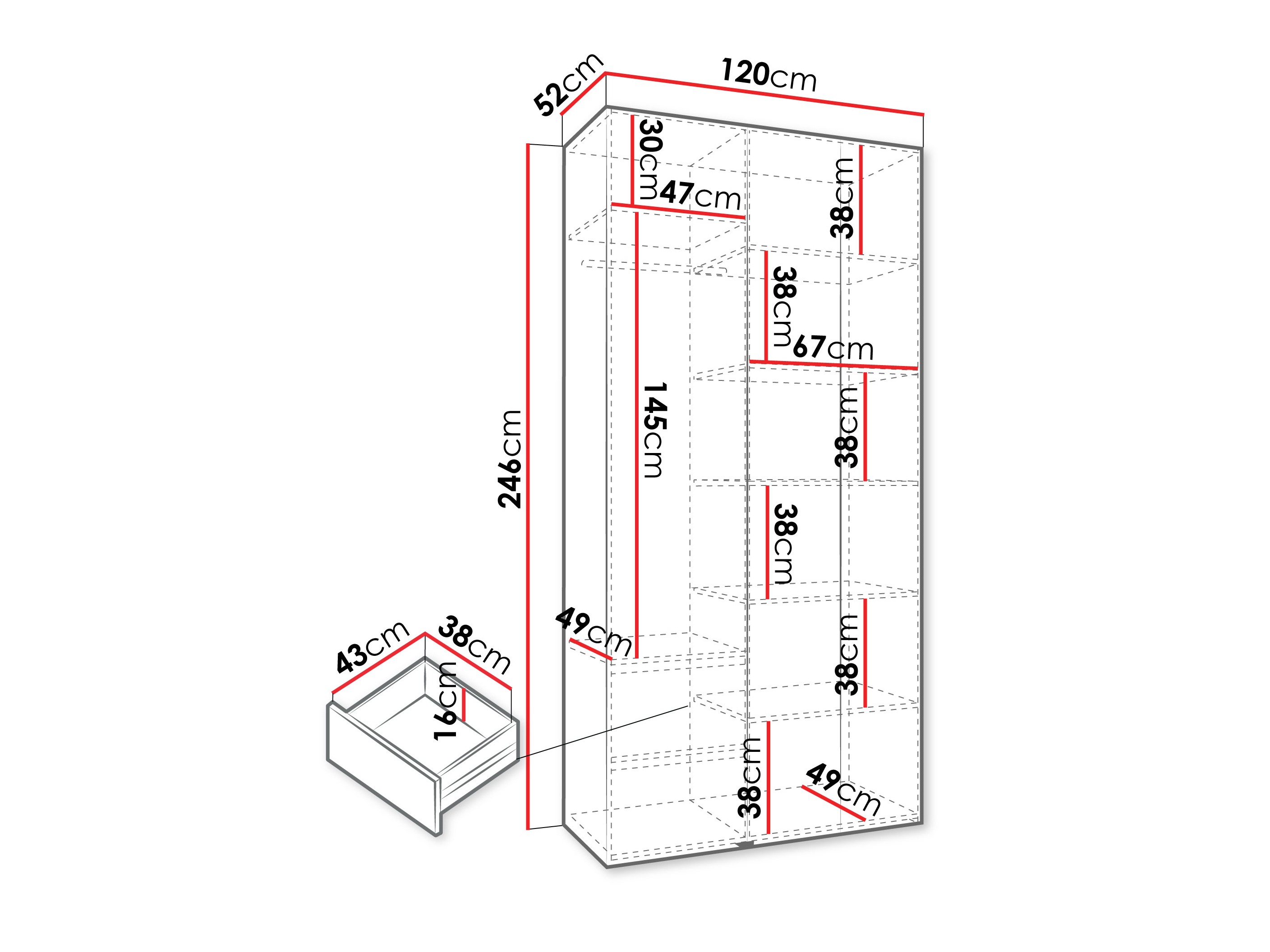 Kledingkast Hartford 563 (Wit)