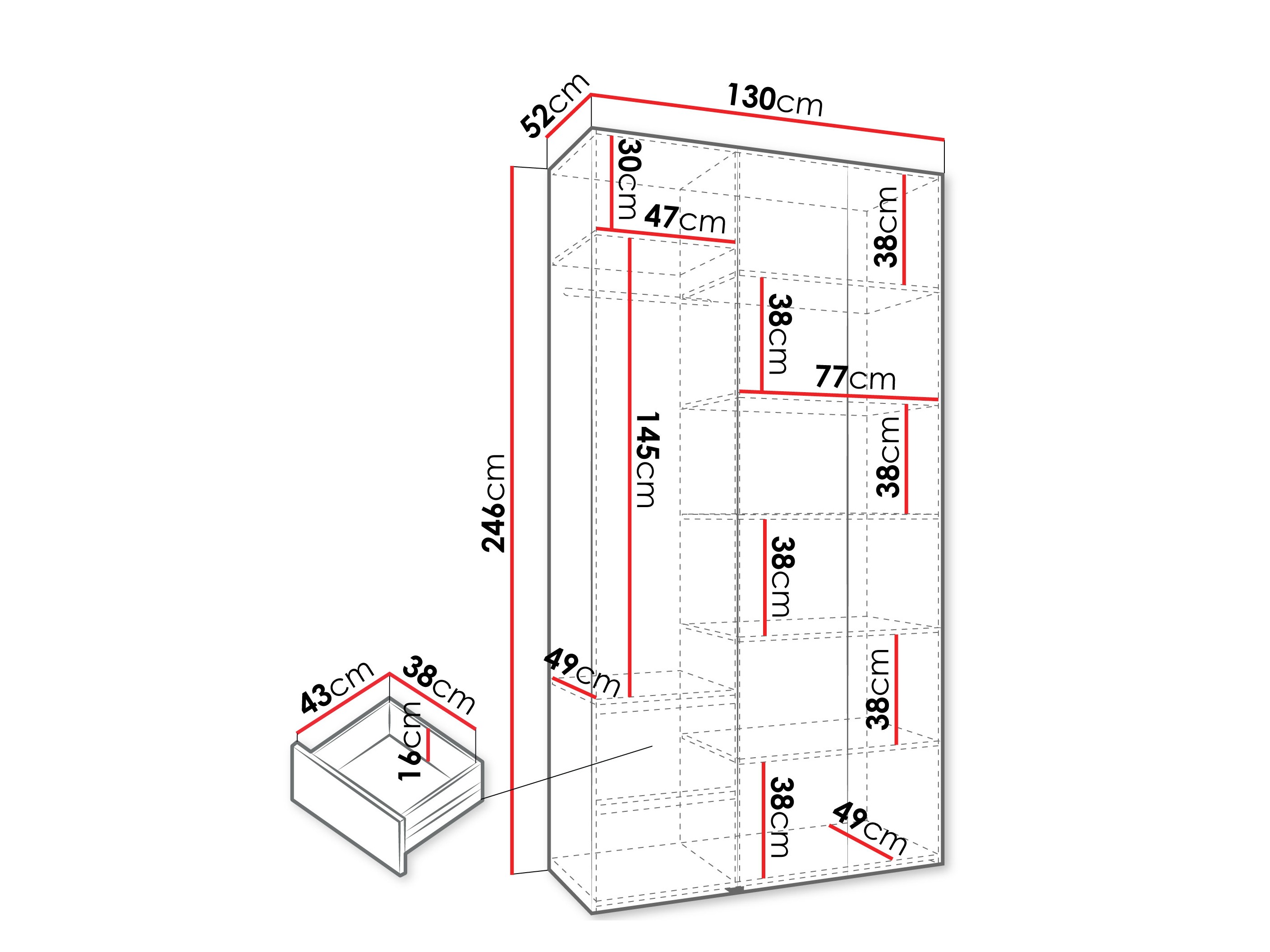 Kledingkast Hartford 563 (Wit)