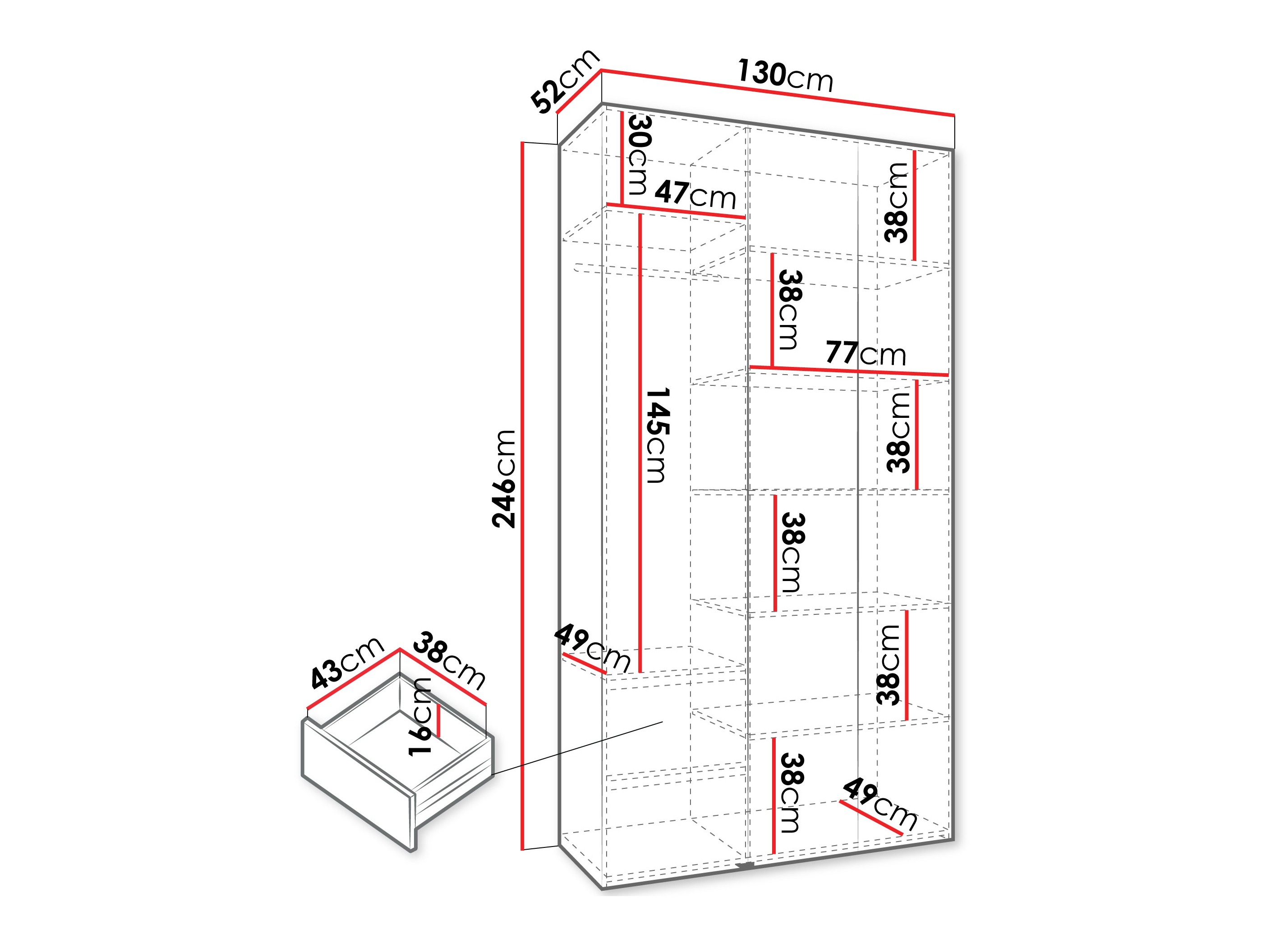 Kledingkast Hartford 563 (Wit)