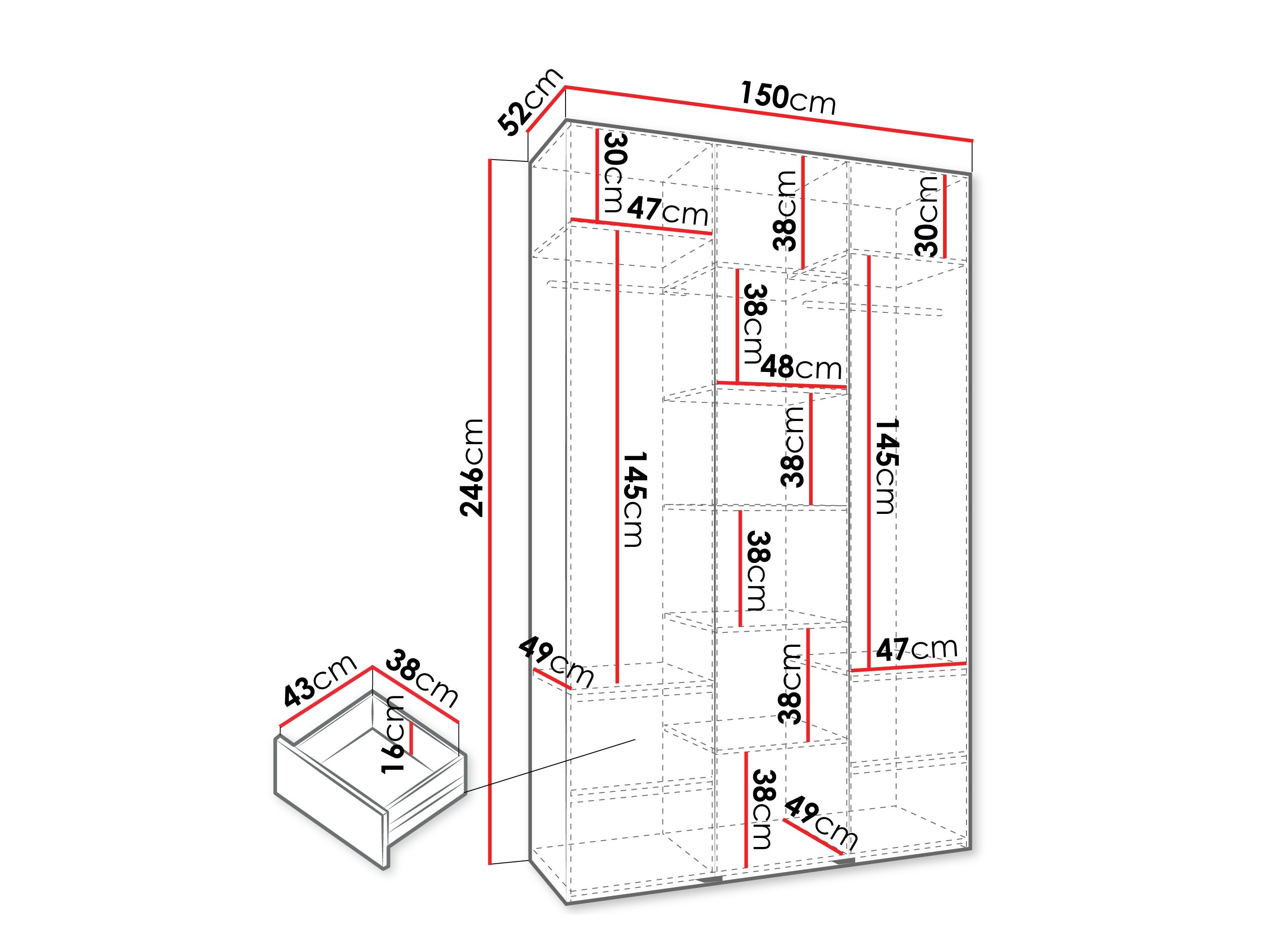 Kledingkast Hartford 563 (Wit)