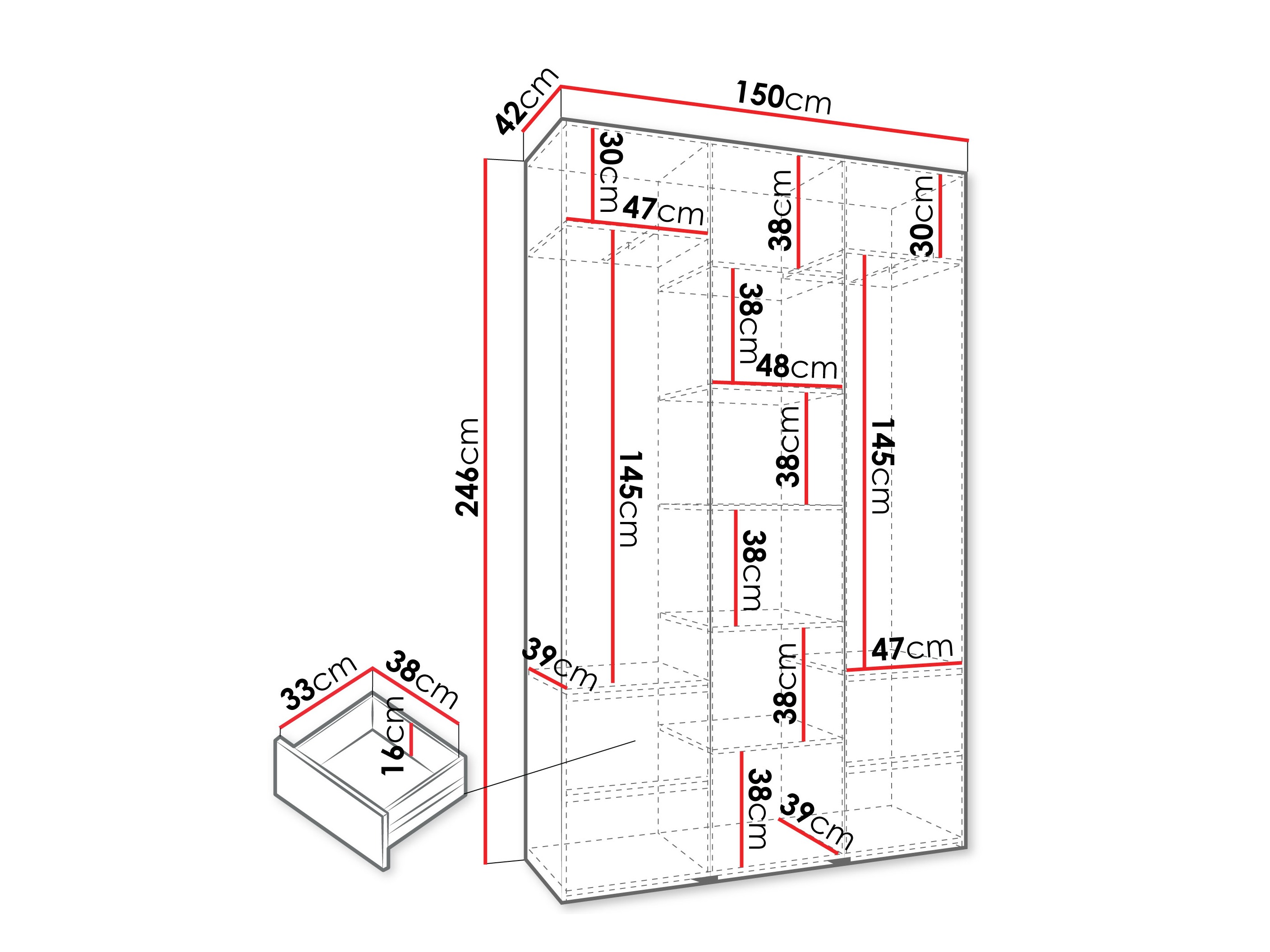 Kledingkast Hartford 563 (Wit)