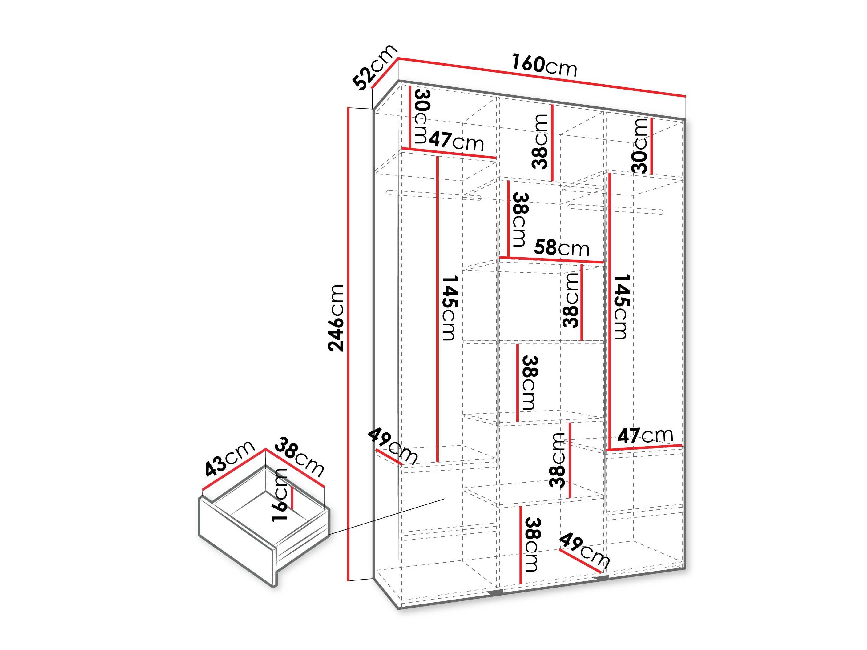 Kledingkast Hartford 563 (Wit)