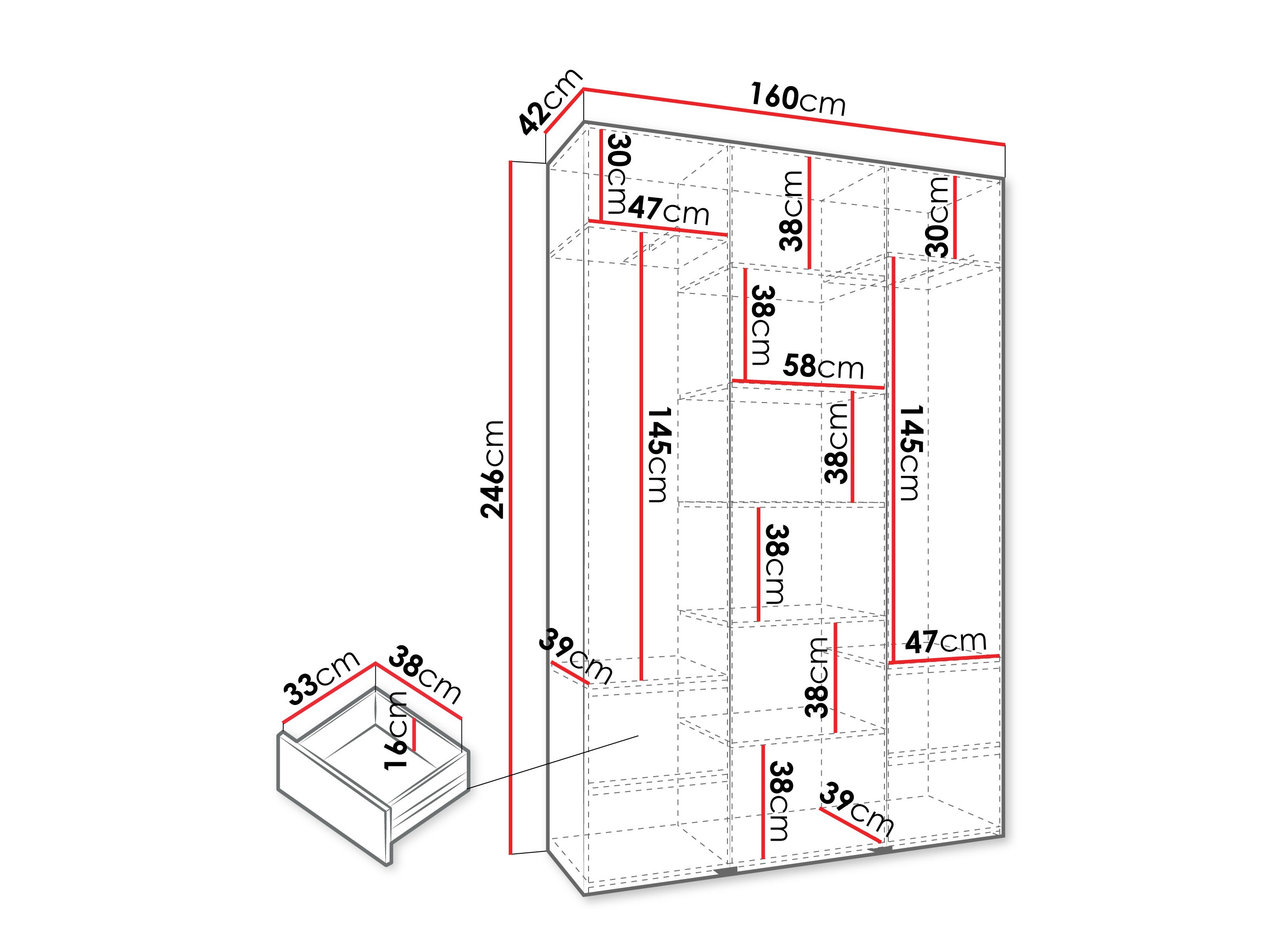 Kledingkast Hartford 563 (Wit)