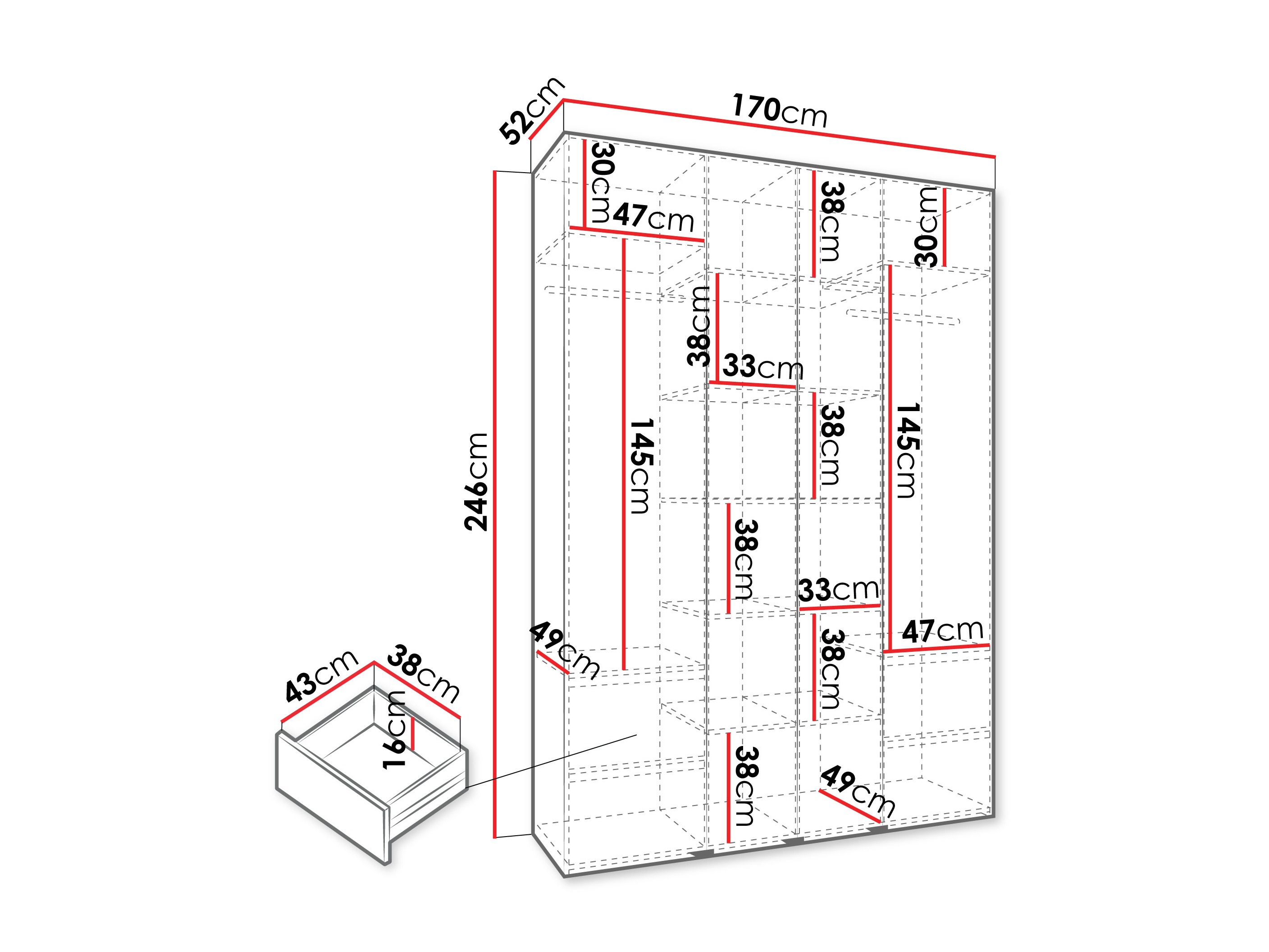 Kledingkast Hartford 564 (Kasjmier)