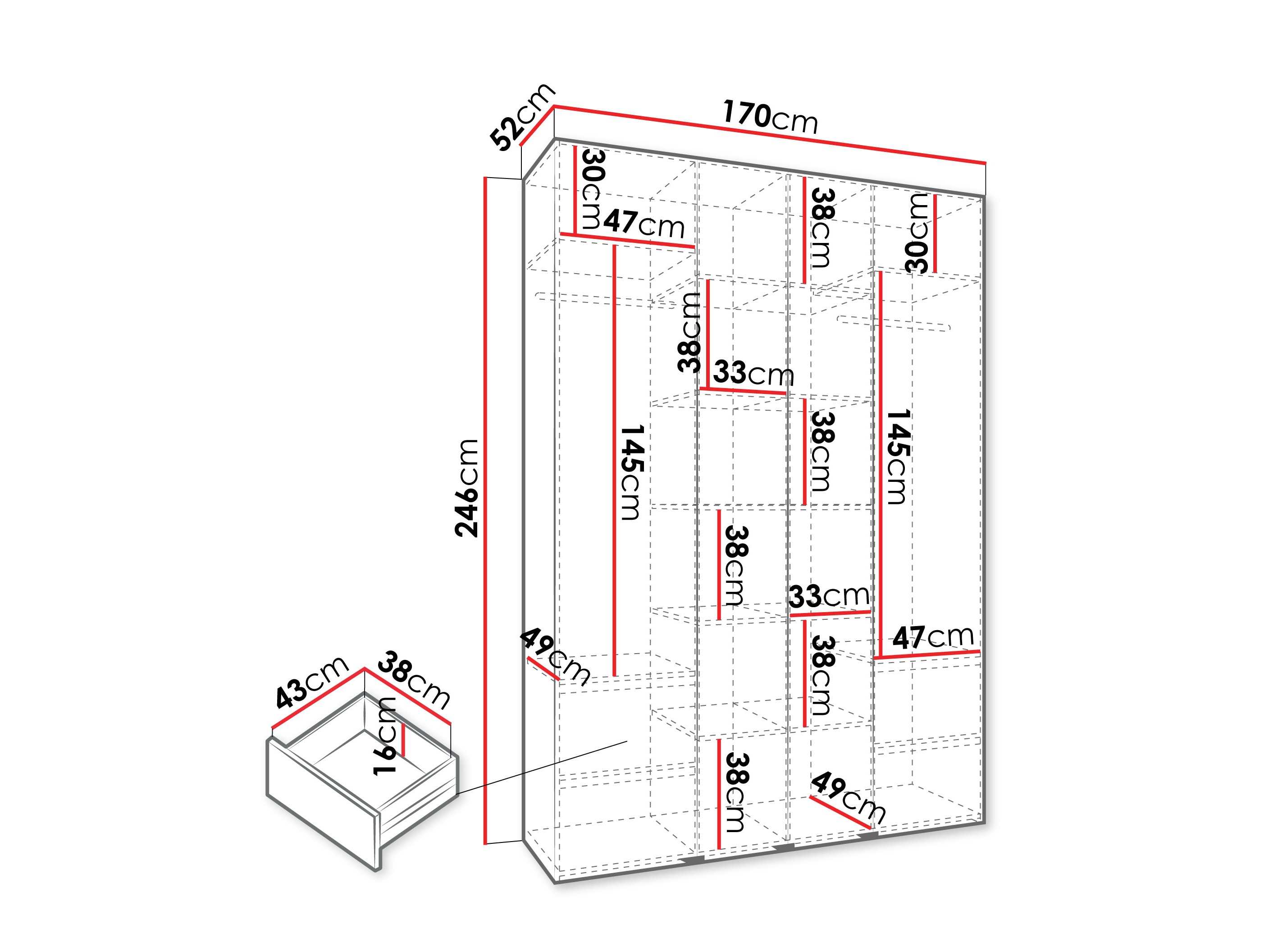 Kledingkast Hartford 564 (Kasjmier)