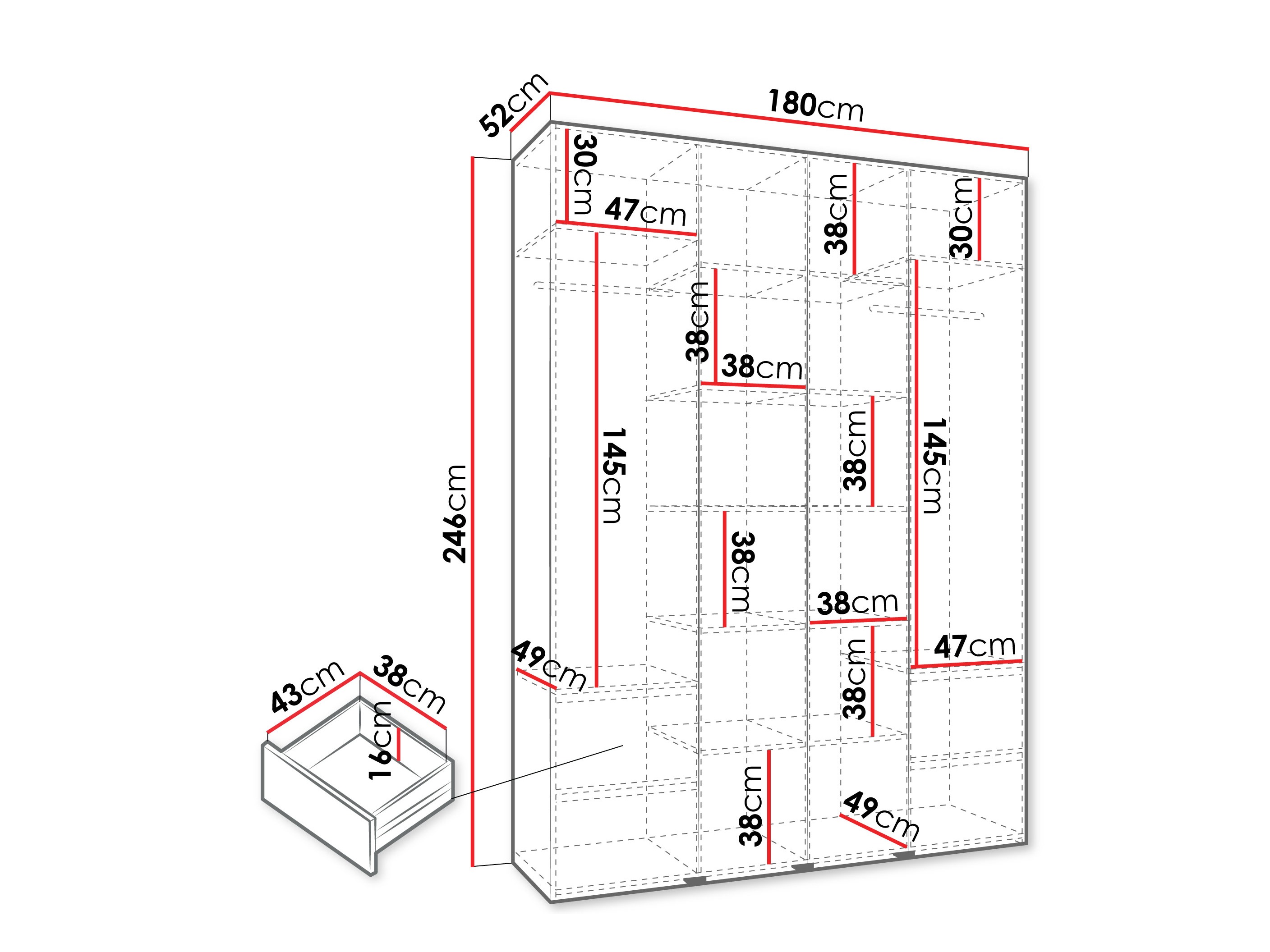 Kledingkast Hartford 564 (Kasjmier)