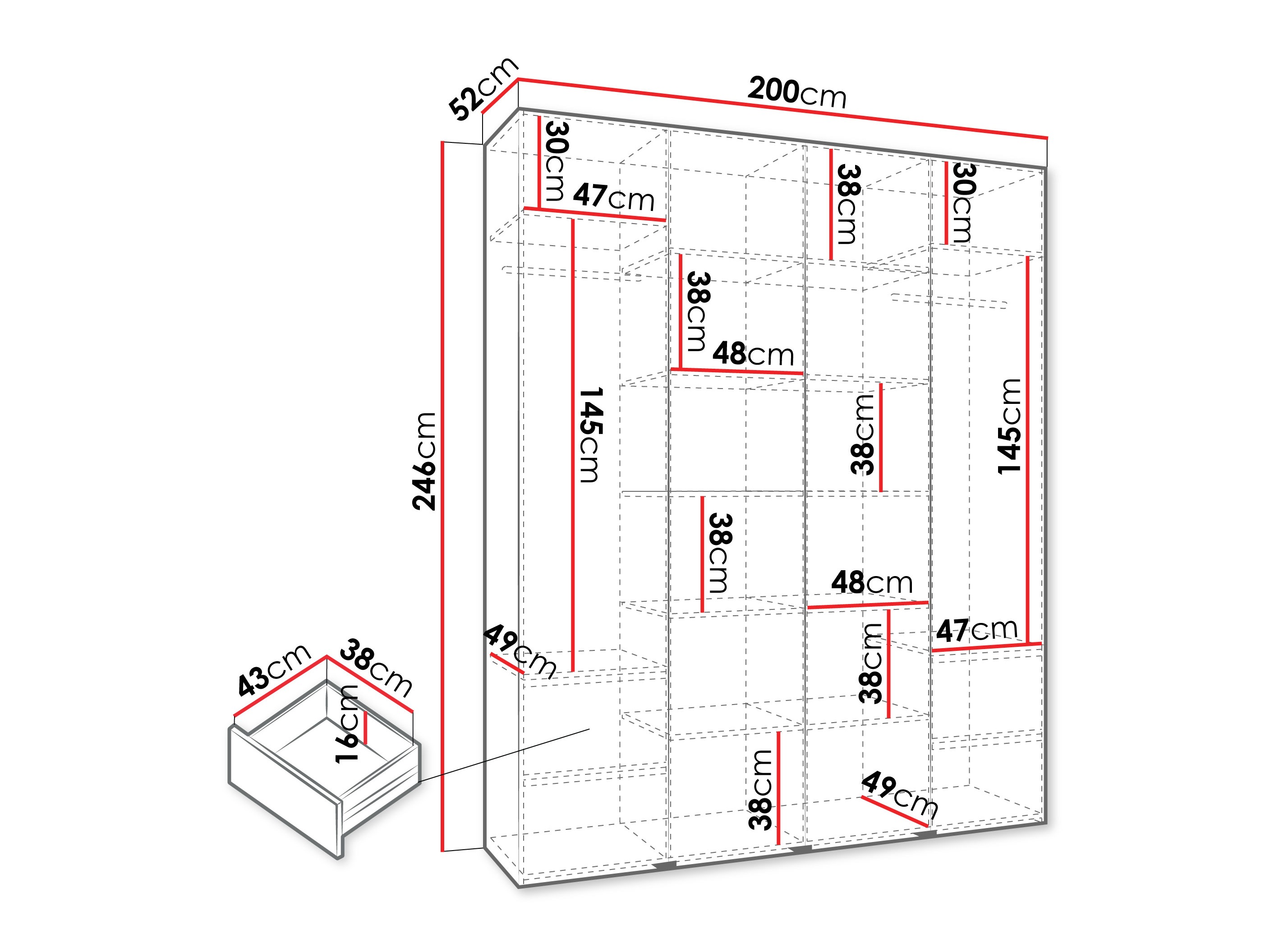 Kledingkast Hartford 564 (Kasjmier)