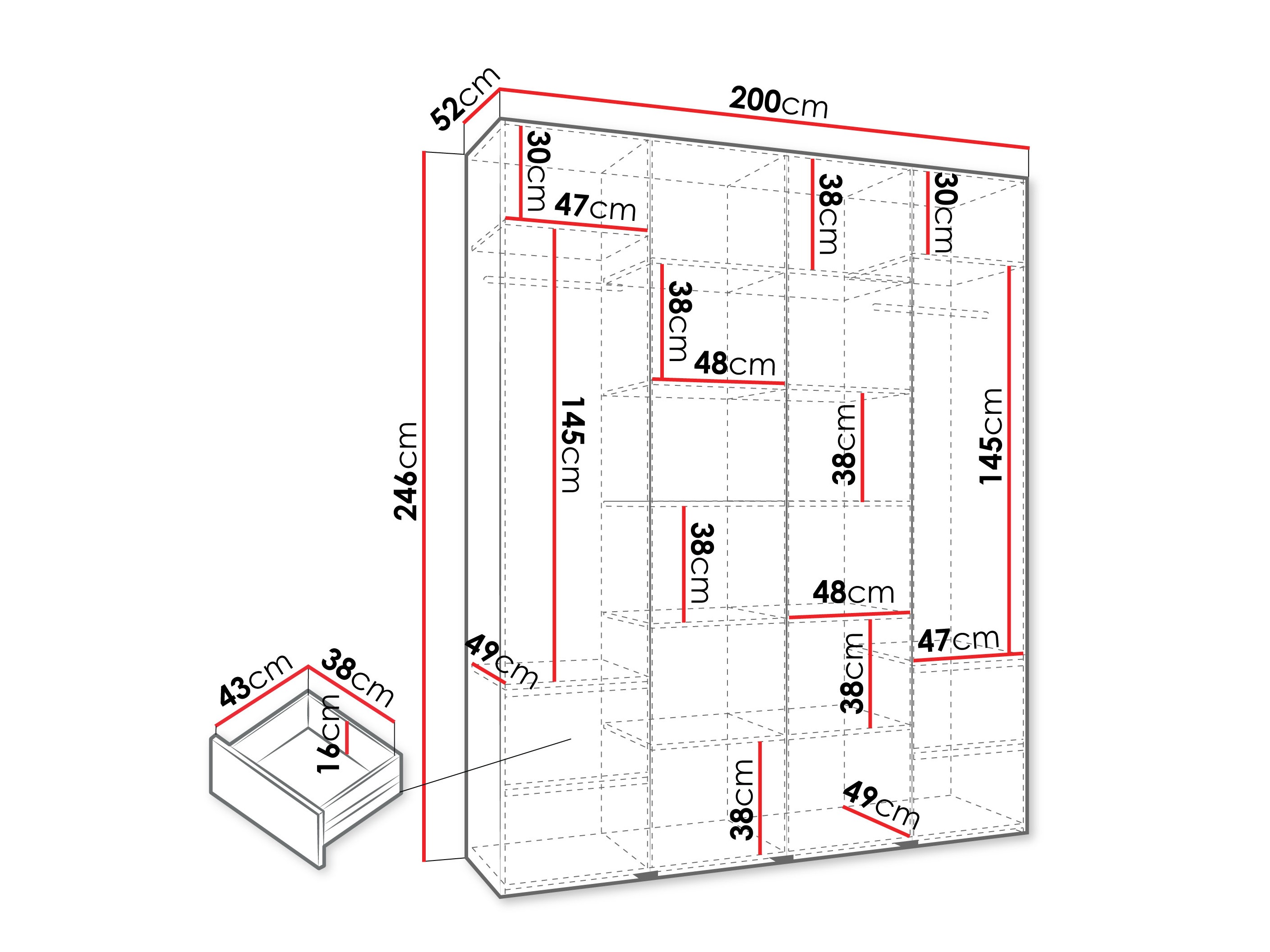 Kledingkast Hartford 564 (Kasjmier)