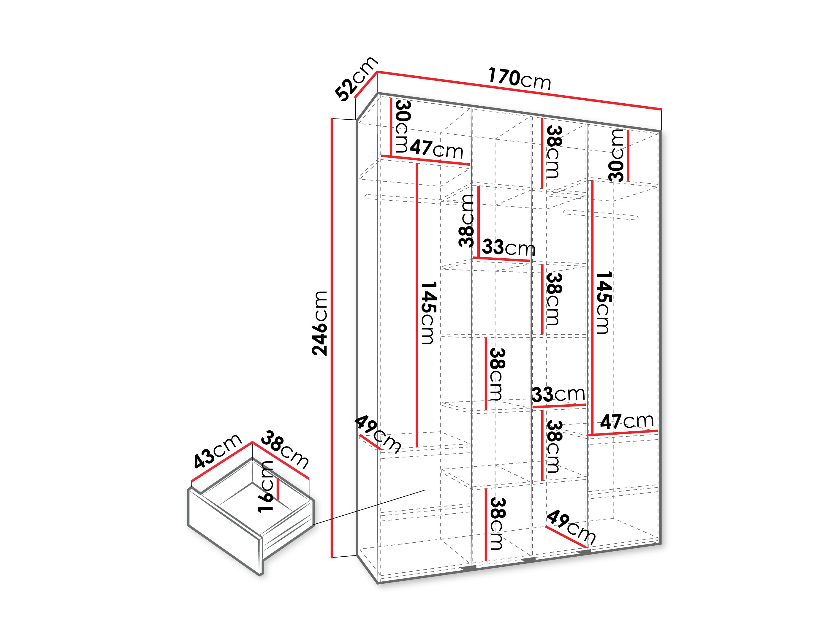 Kledingkast Hartford 564 (Wit)