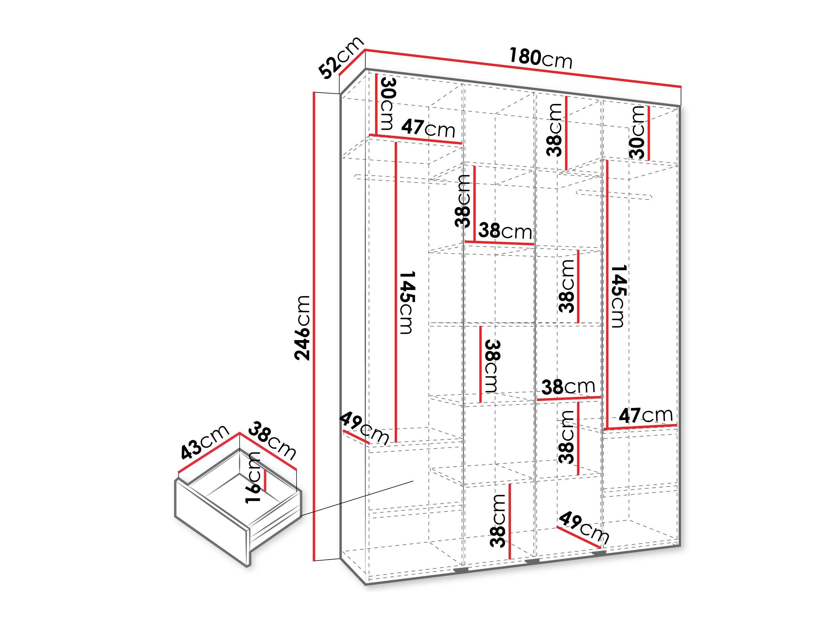 Kledingkast Hartford 564 (Wit)