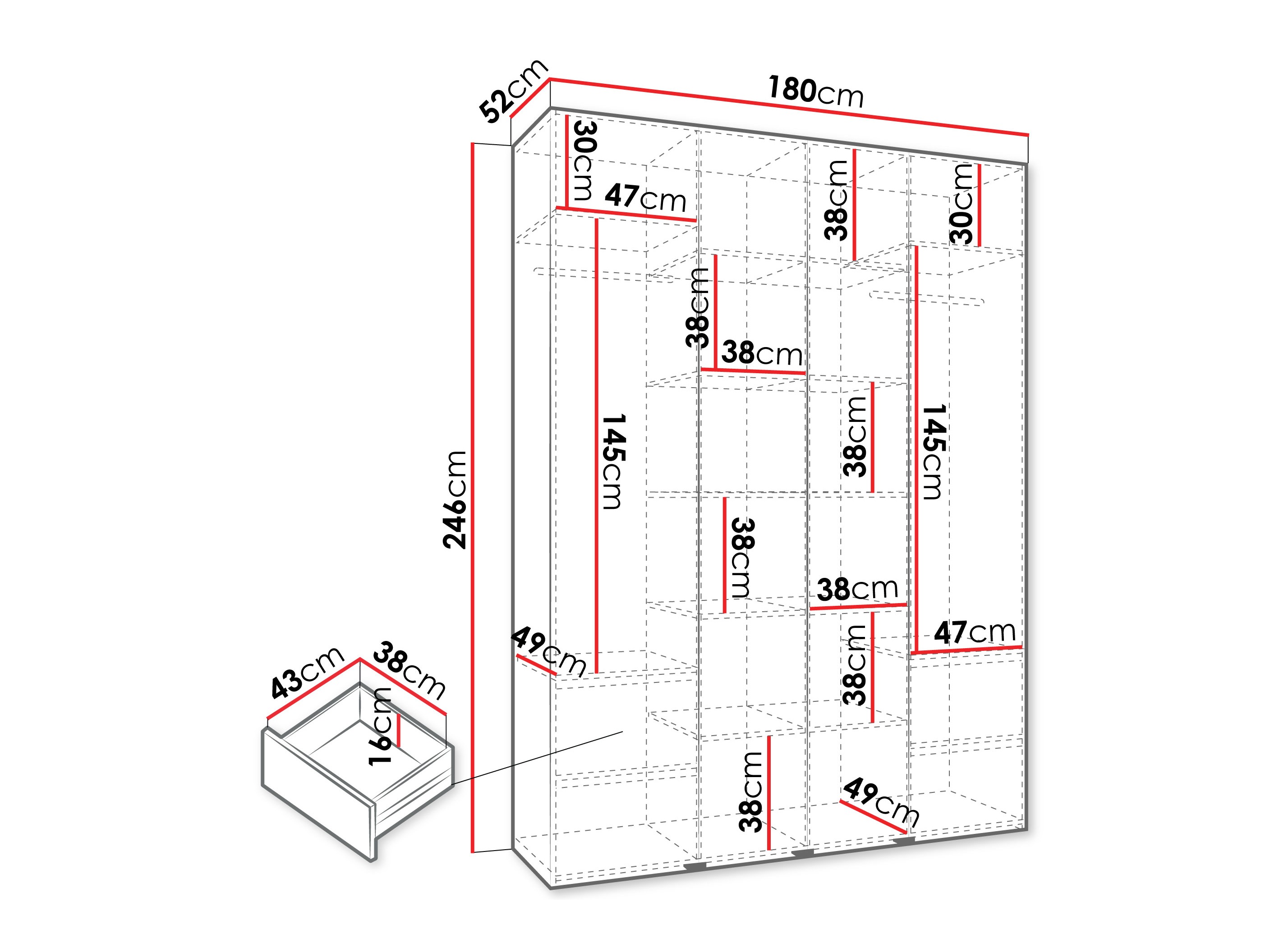 Kledingkast Hartford 564 (Wit)