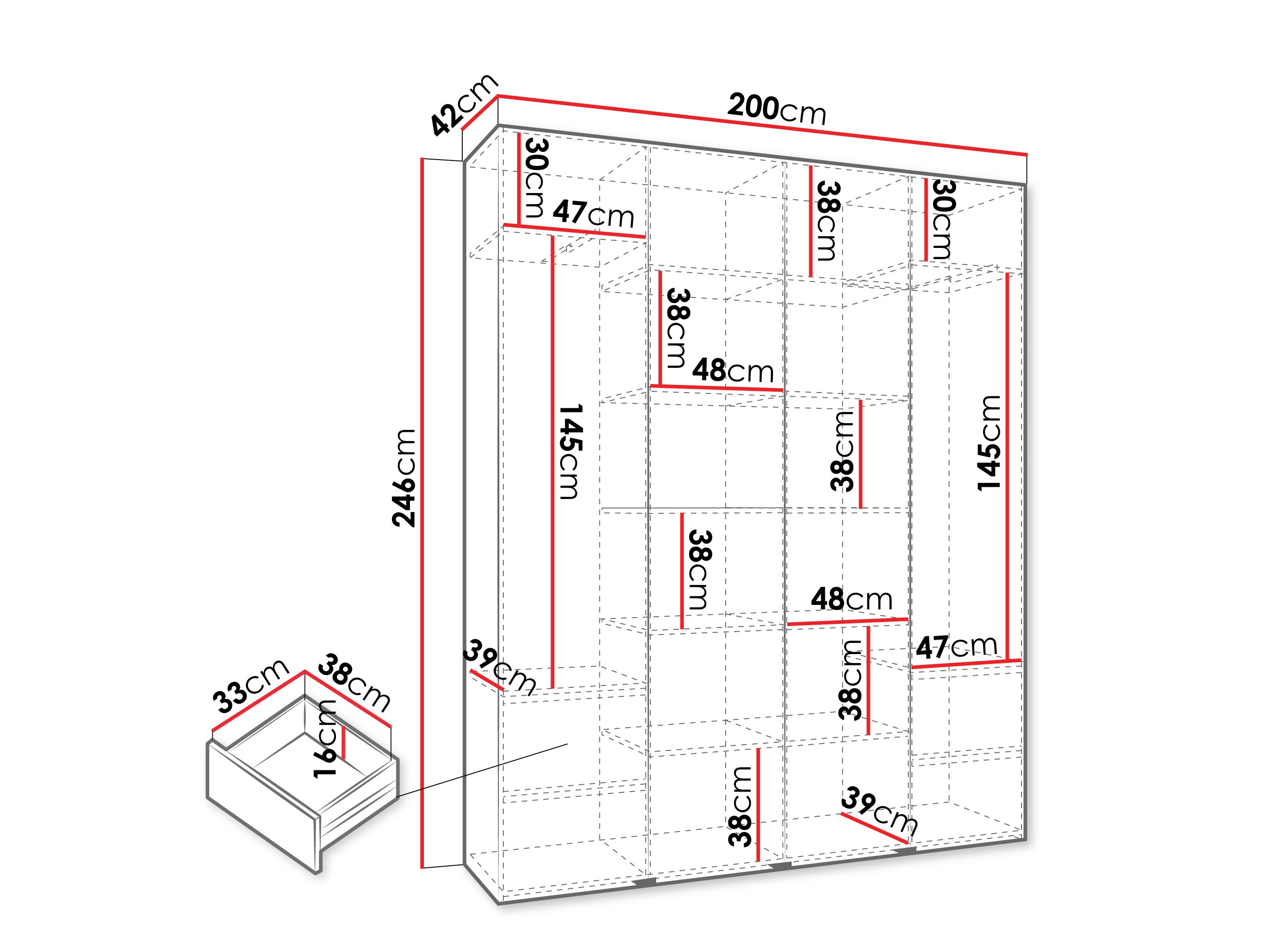Kledingkast Hartford 564 (Wit)