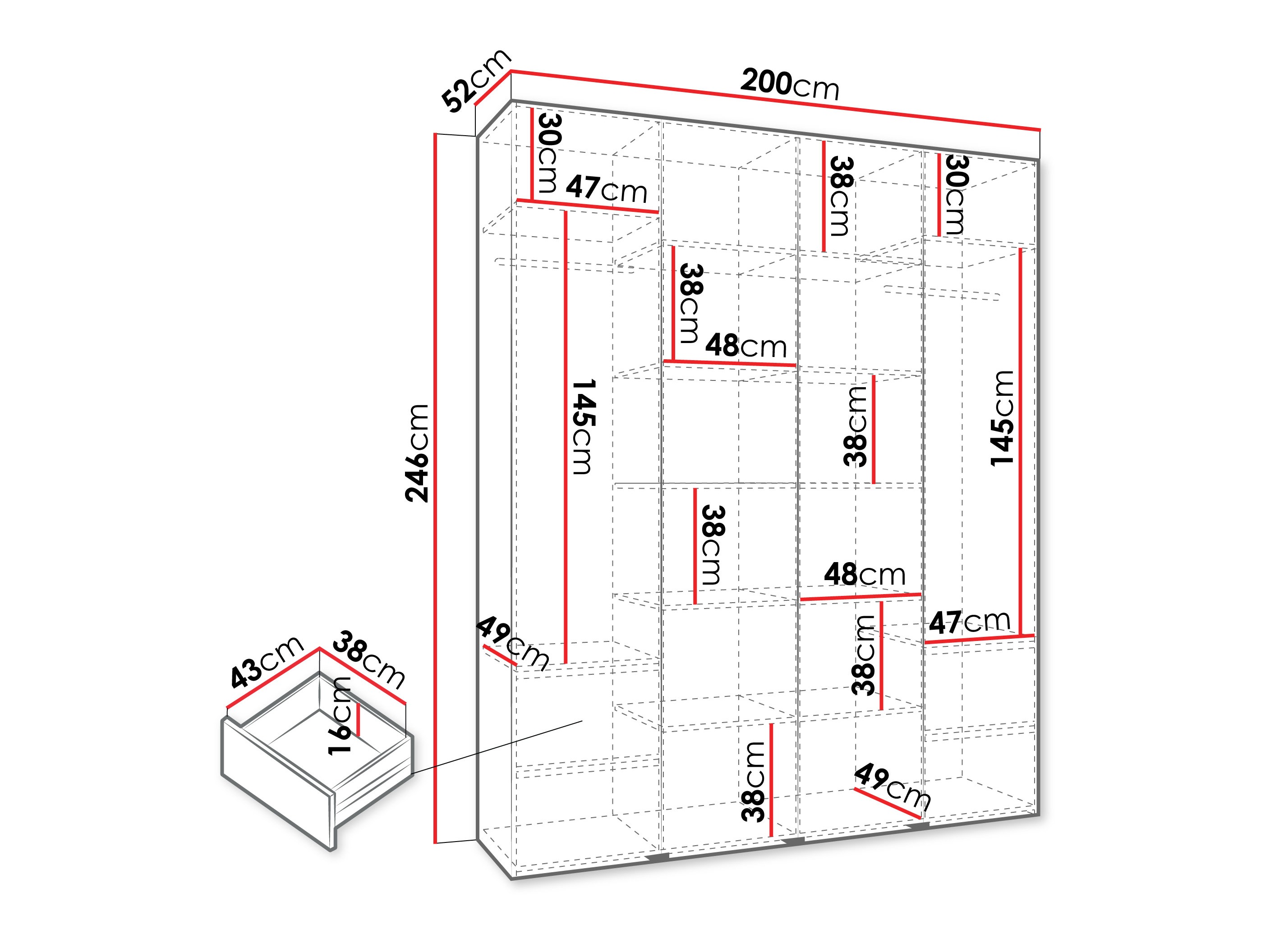 Kledingkast Hartford 564 (Wit)