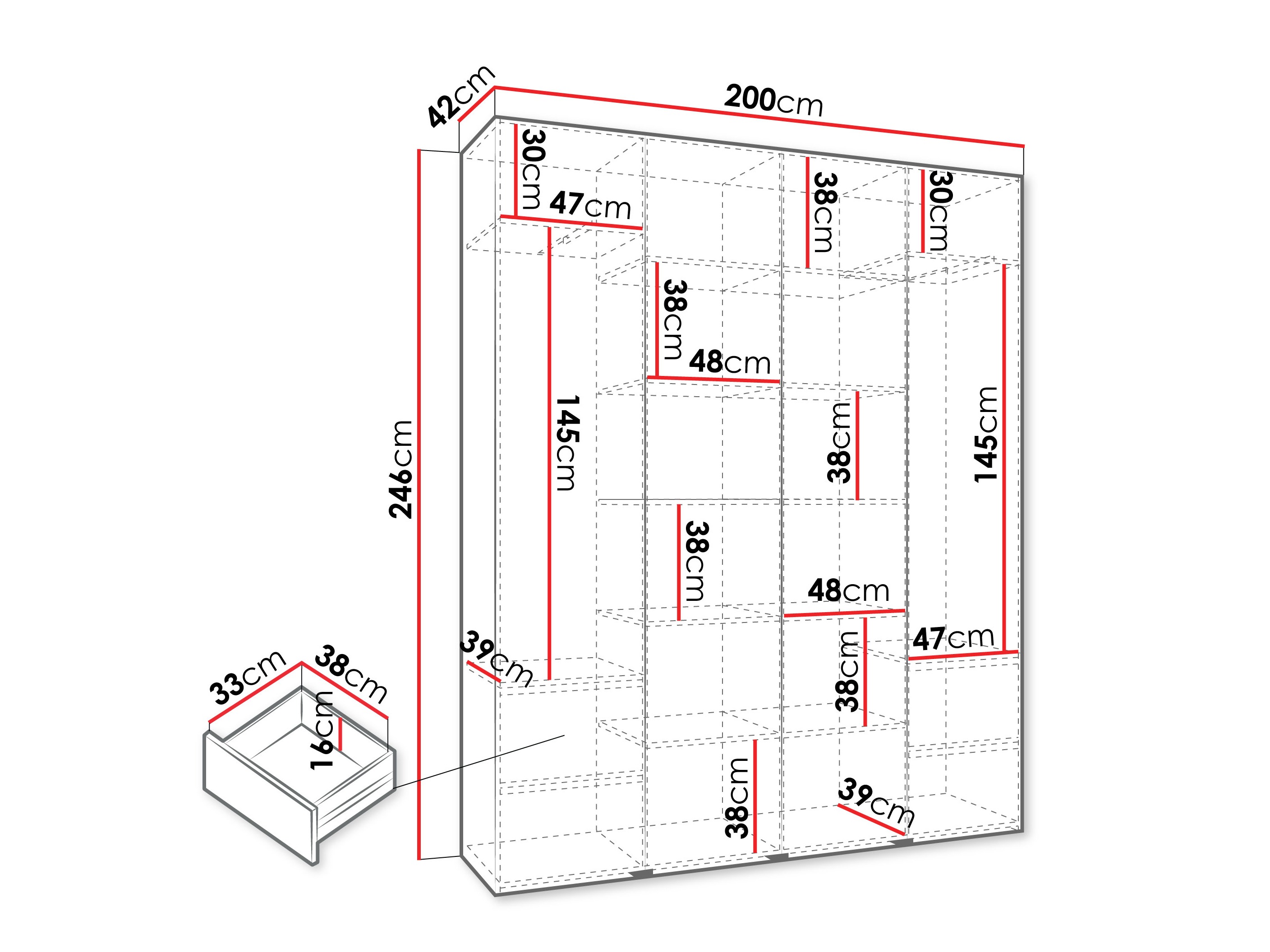 Kledingkast Hartford 564 (Wit)