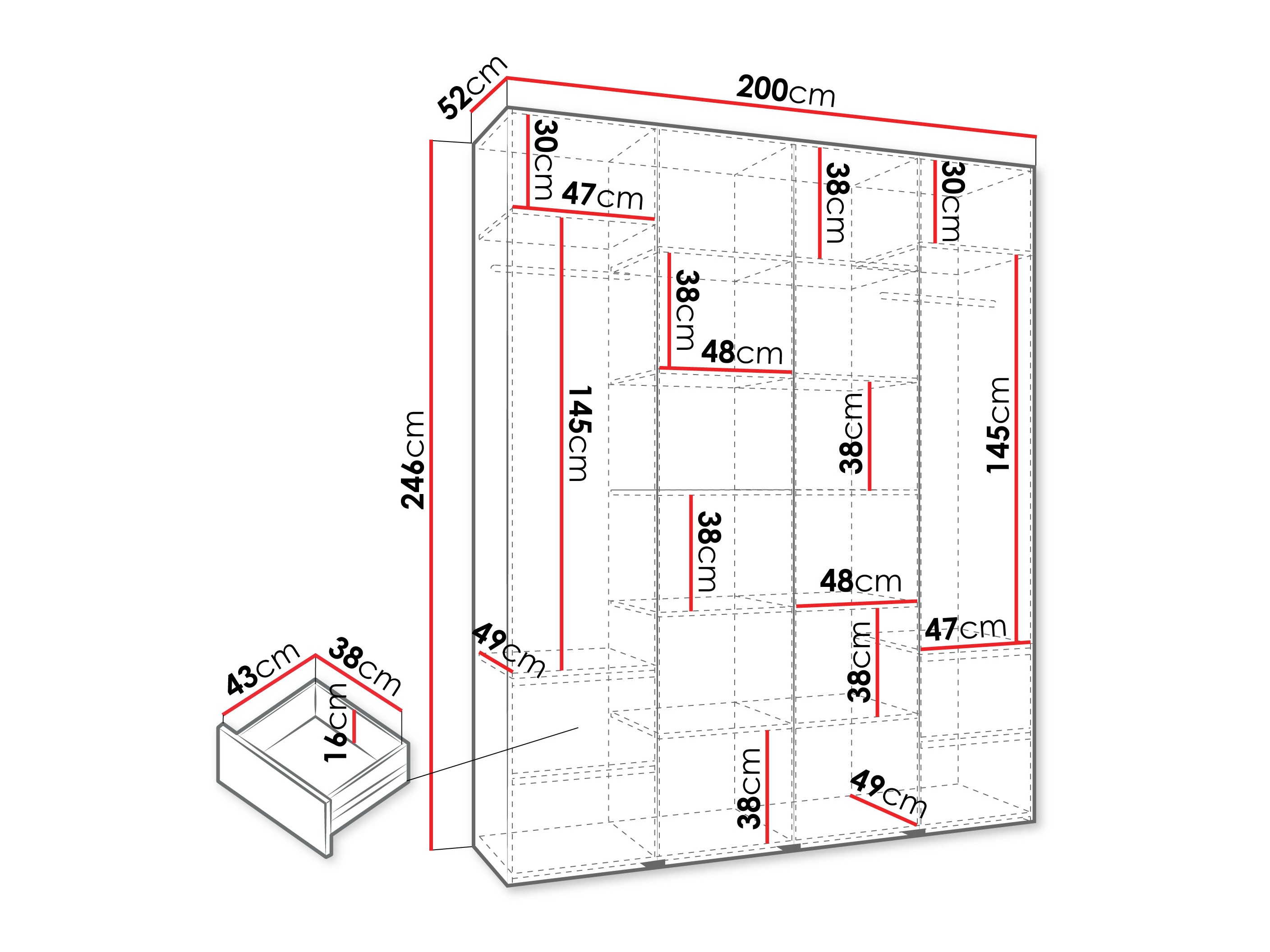 Kledingkast Hartford 564 (Wit)