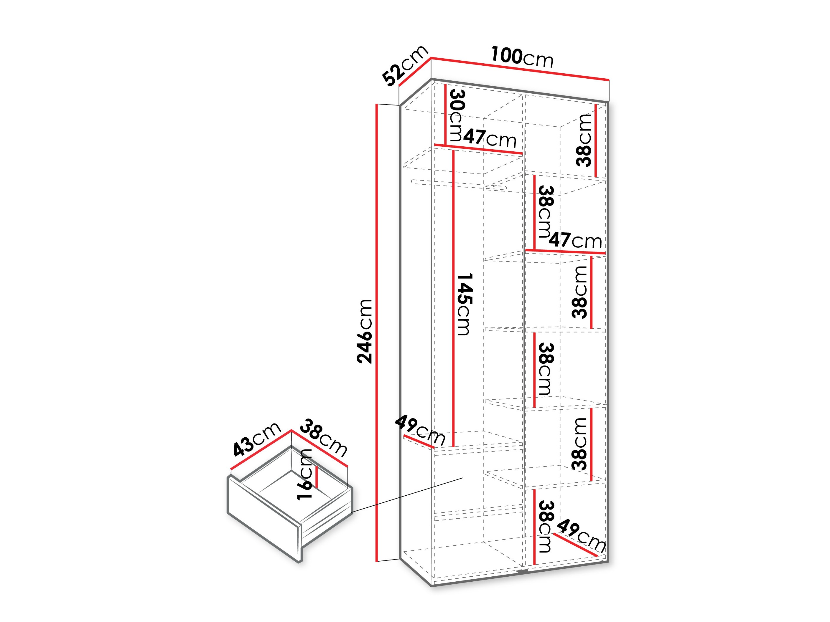 Kledingkast Hartford 569 (Wit)