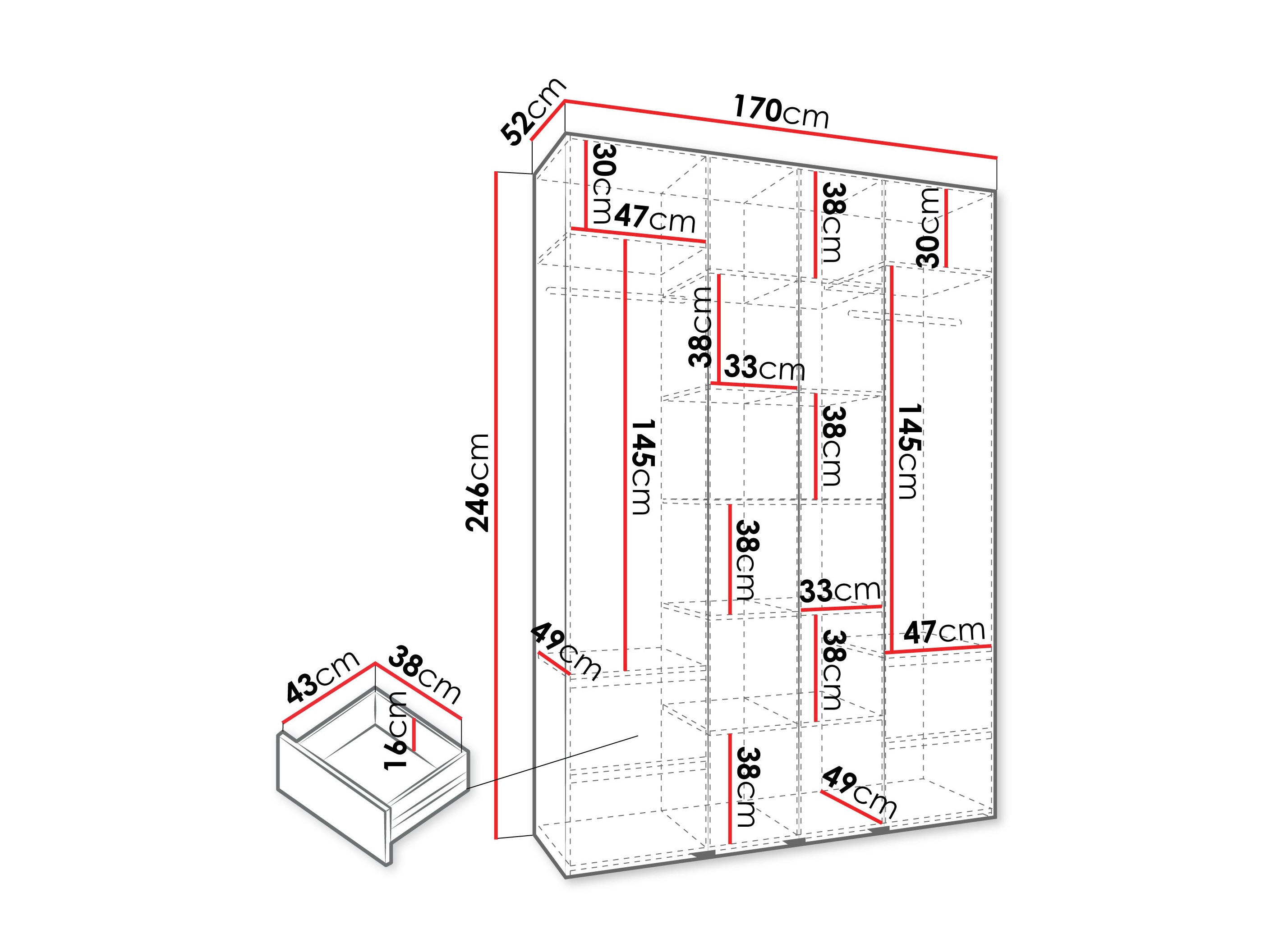 Kledingkast Hartford 570 (Kasjmier)