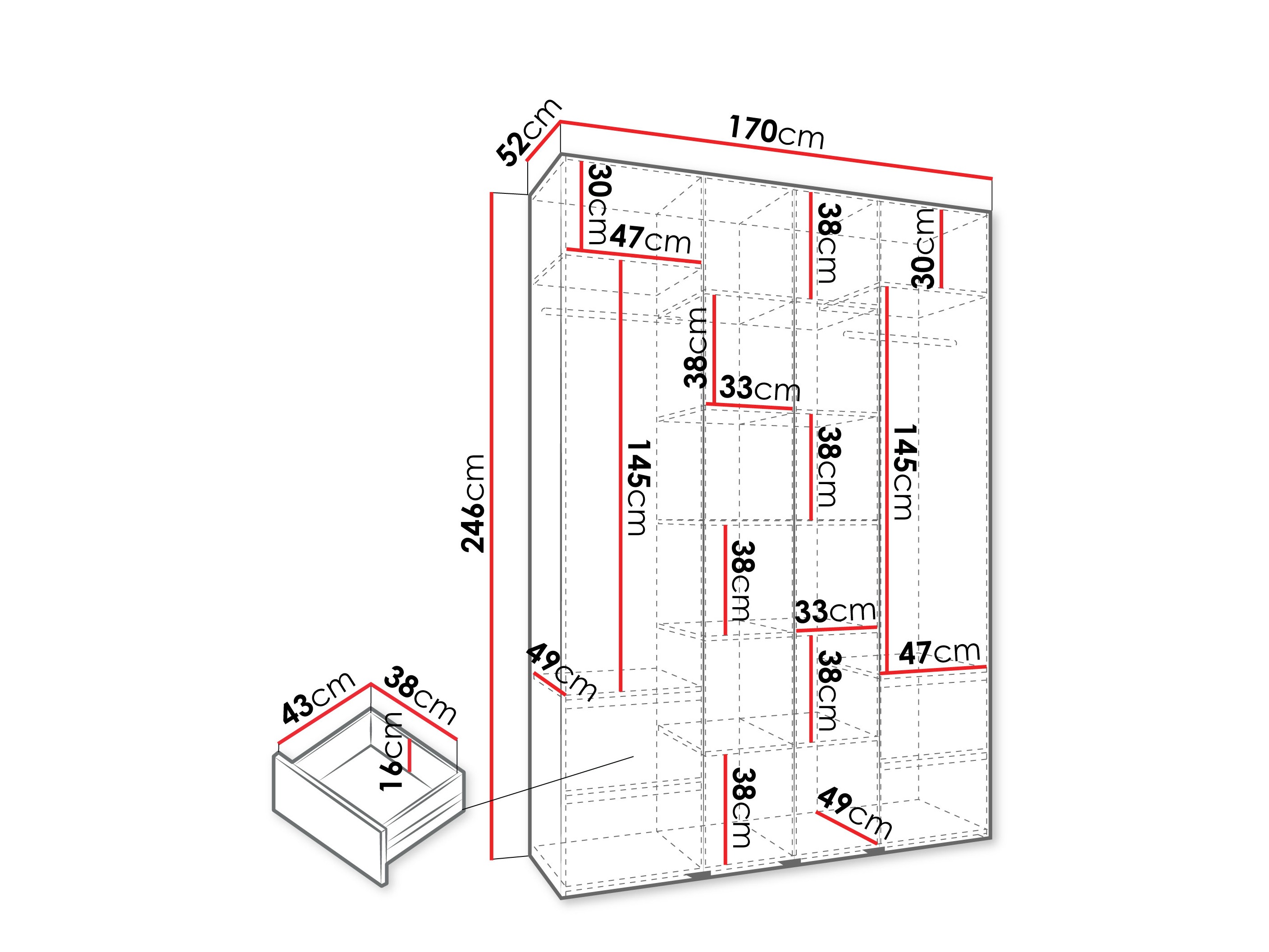 Kledingkast Hartford 570 (Wit)