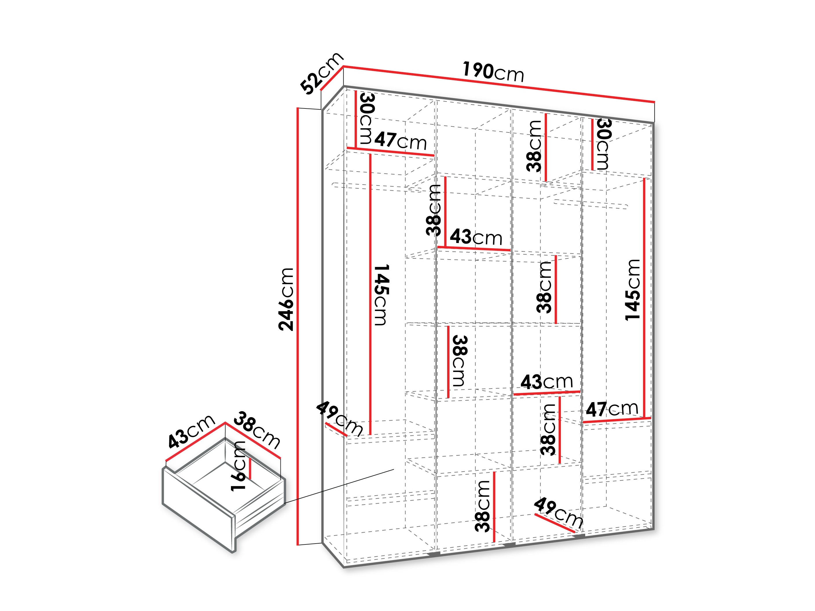 Kledingkast Hartford 570 (Wit)