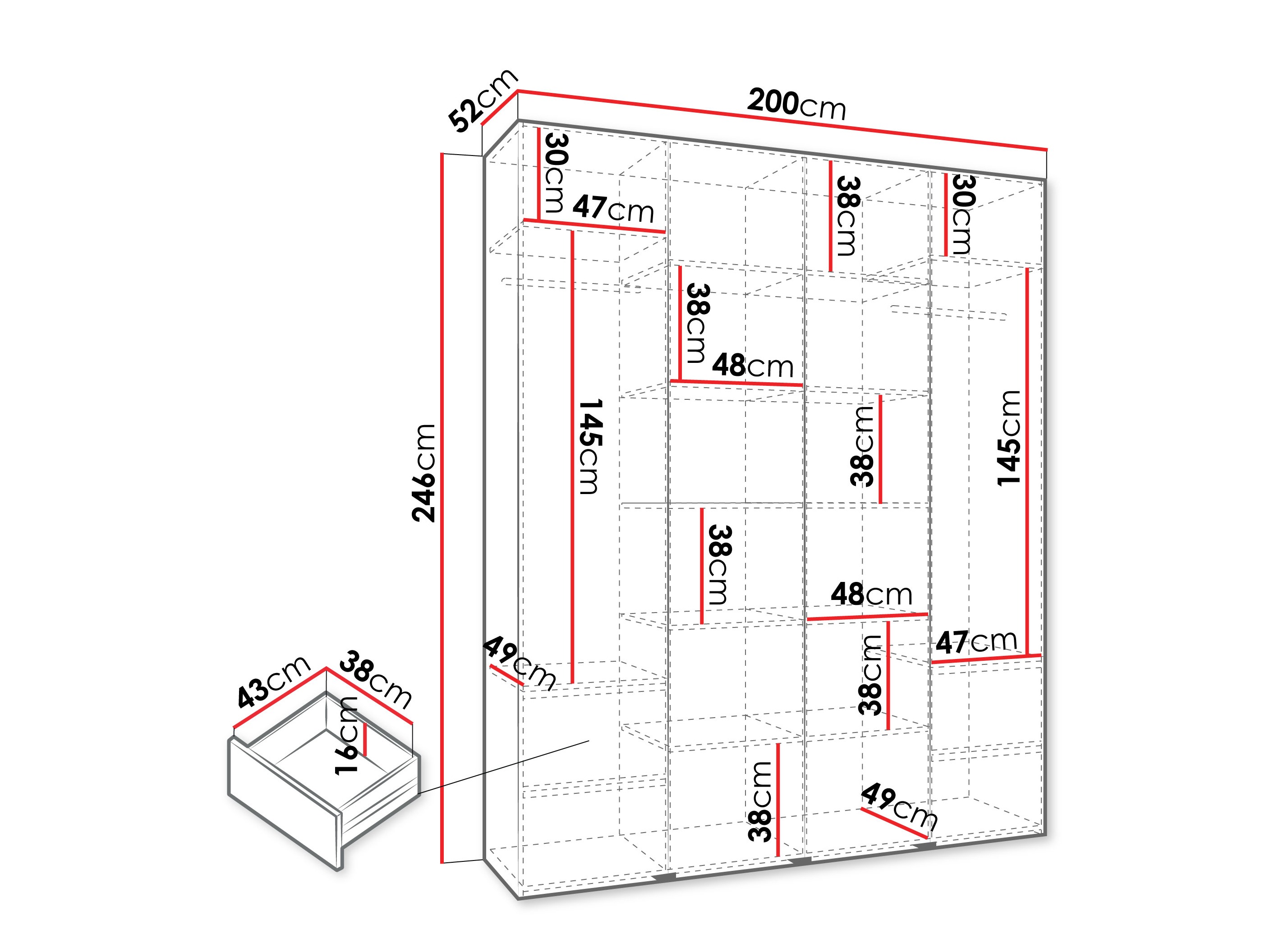 Kledingkast Hartford 570 (Kasjmier)