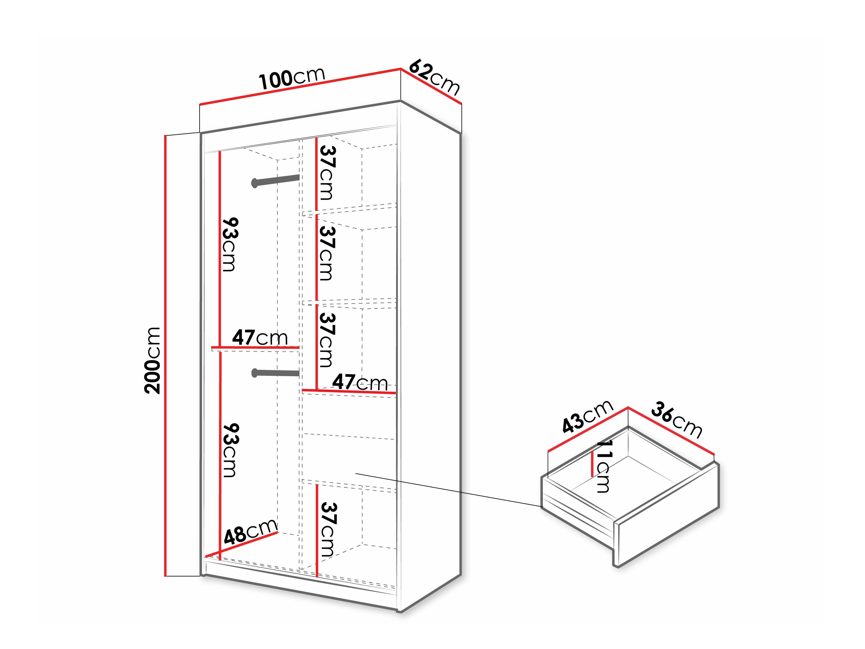 Kledingkast Hartford 575 (Wit)