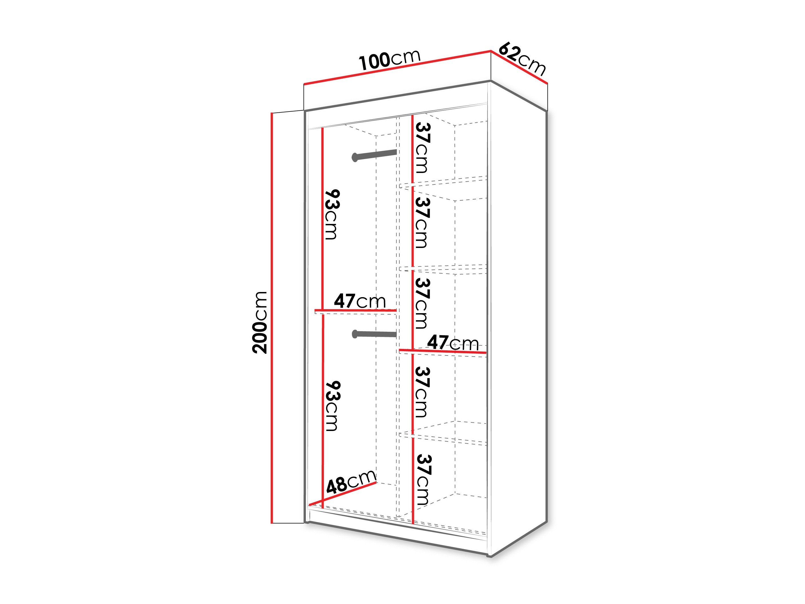 Kledingkast Hartford 575 (Zwart)