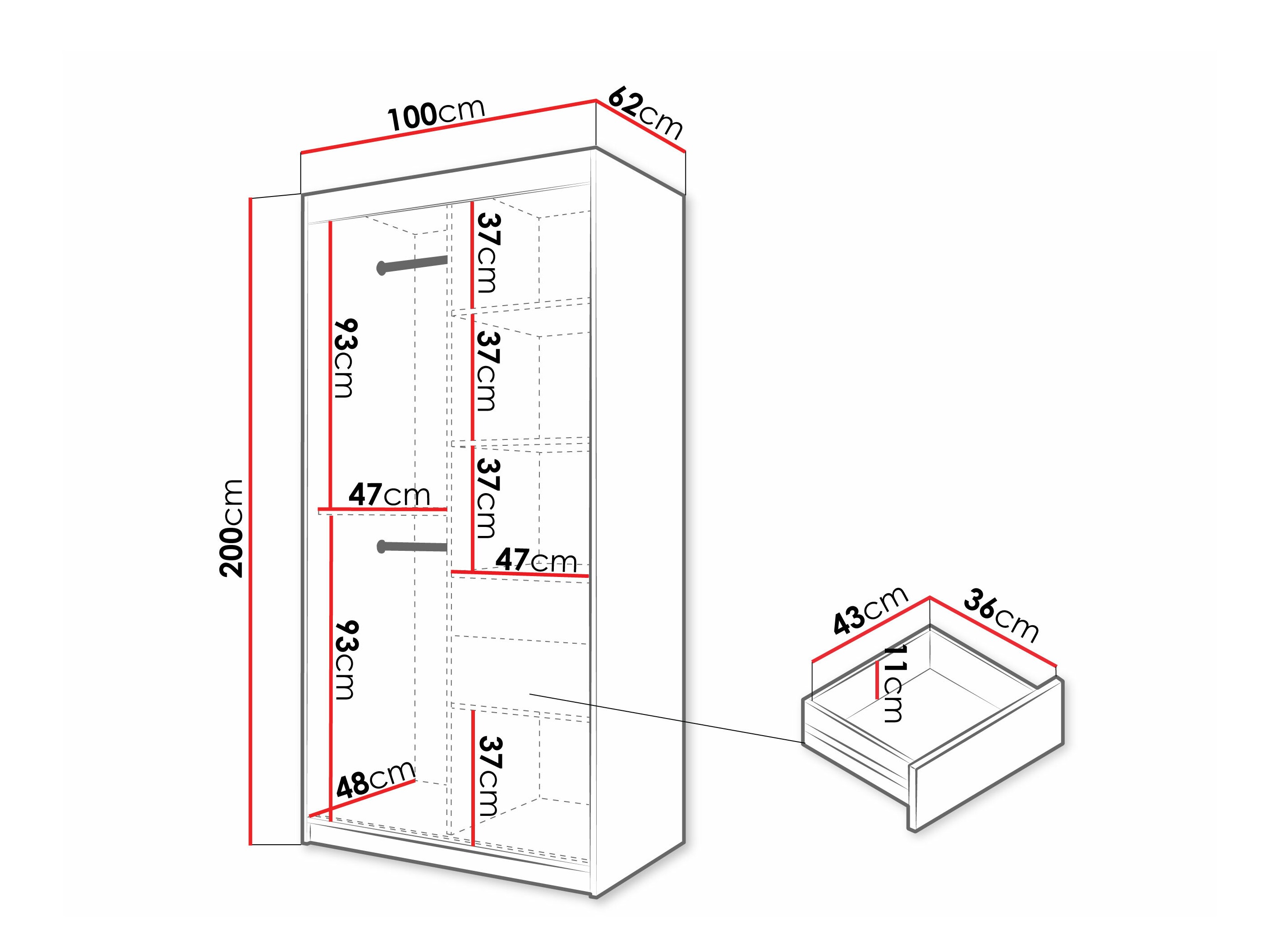 Kledingkast Hartford 575 (Zwart)