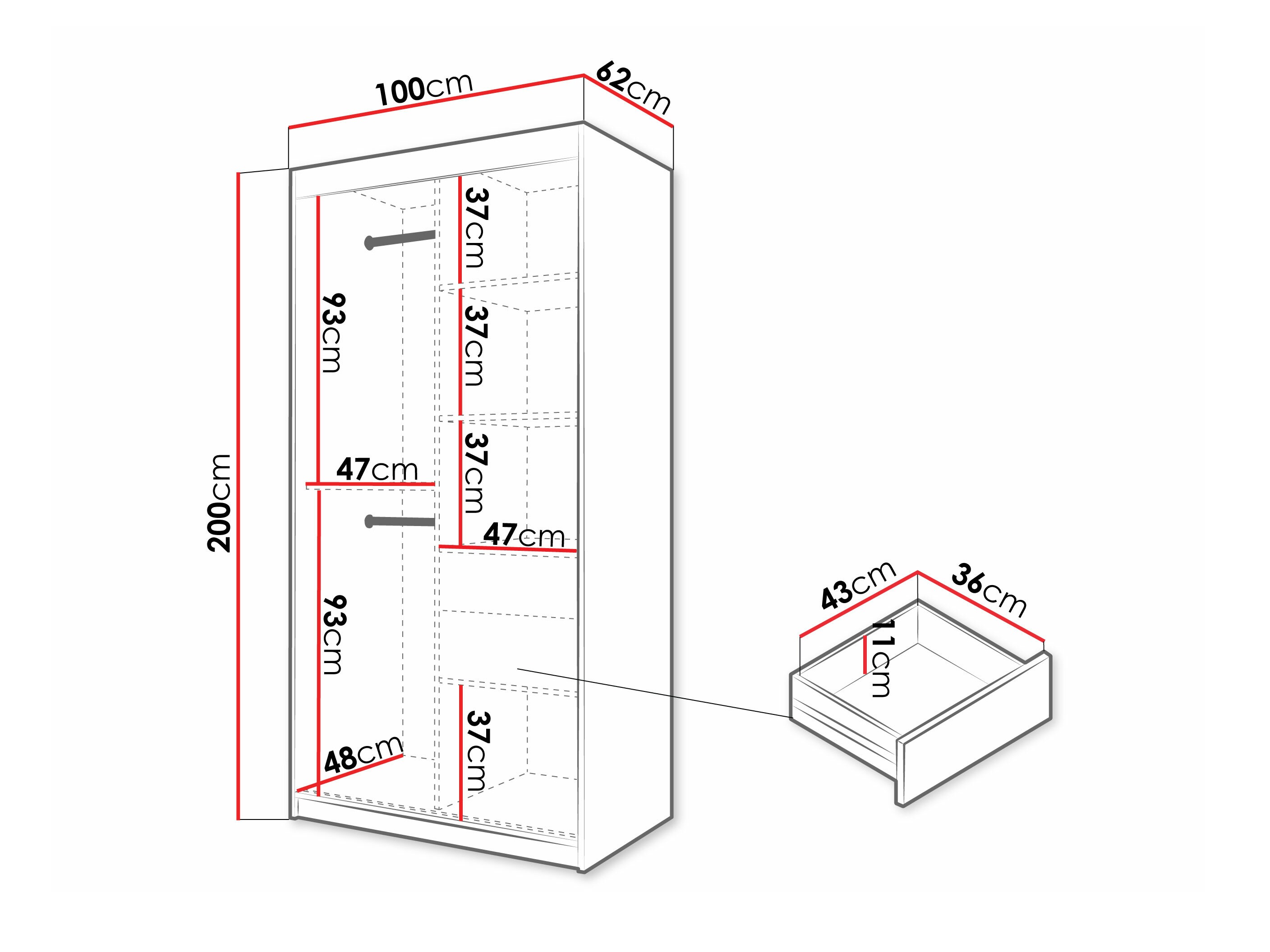 Kledingkast Hartford 576 (Wit)