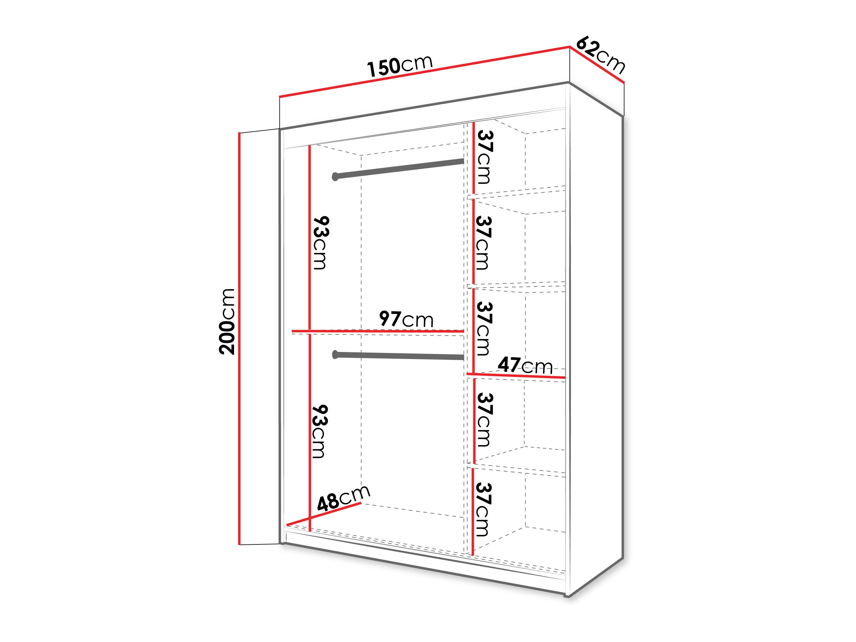Kledingkast Hartford 576 (Wit)