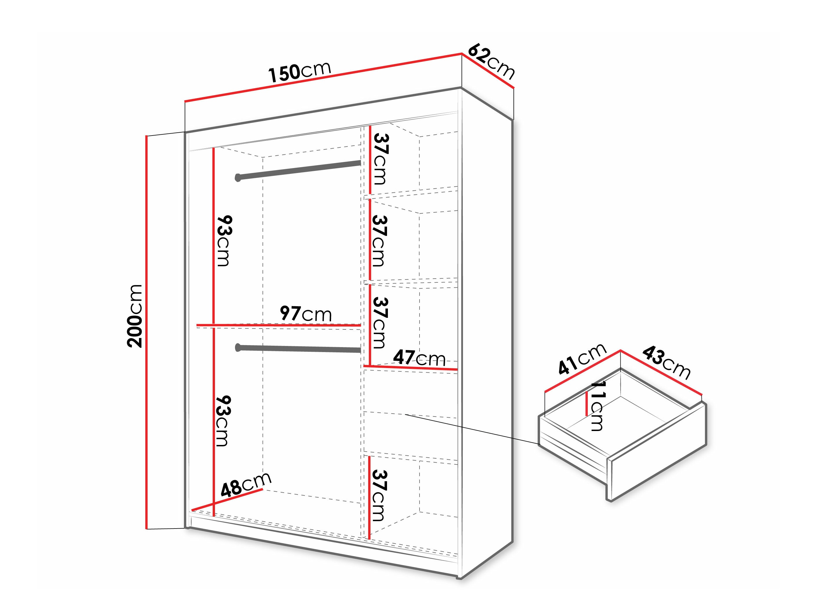 Kledingkast Hartford 576 (Wit)