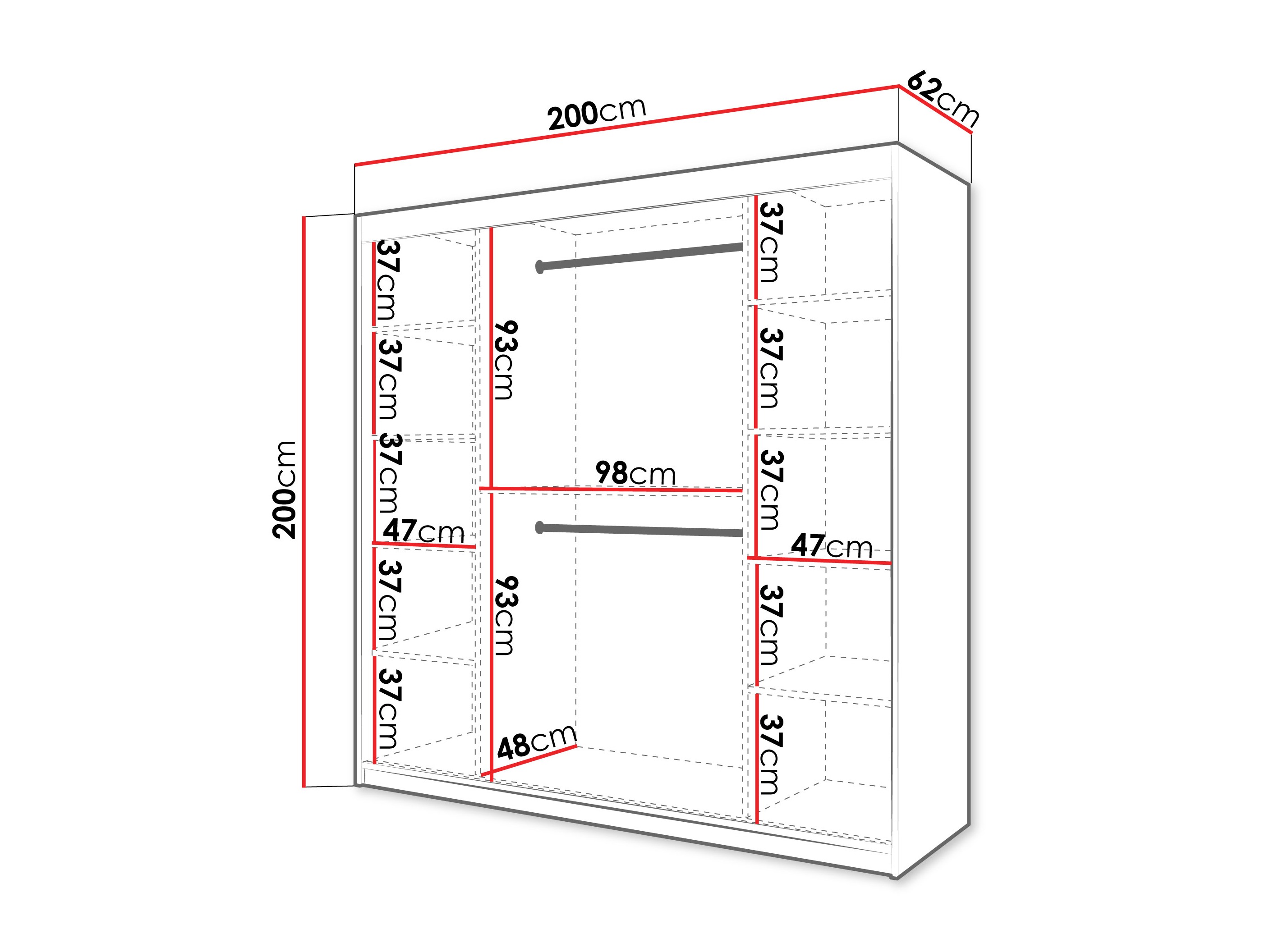 Kledingkast Hartford 576 (Wit)