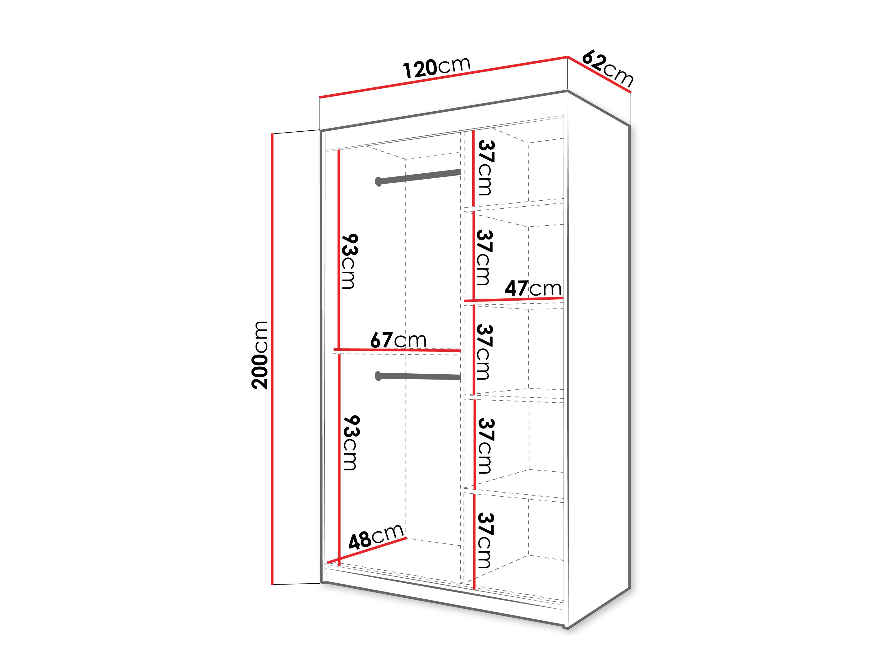 Kledingkast Hartford 576 (Zwart)